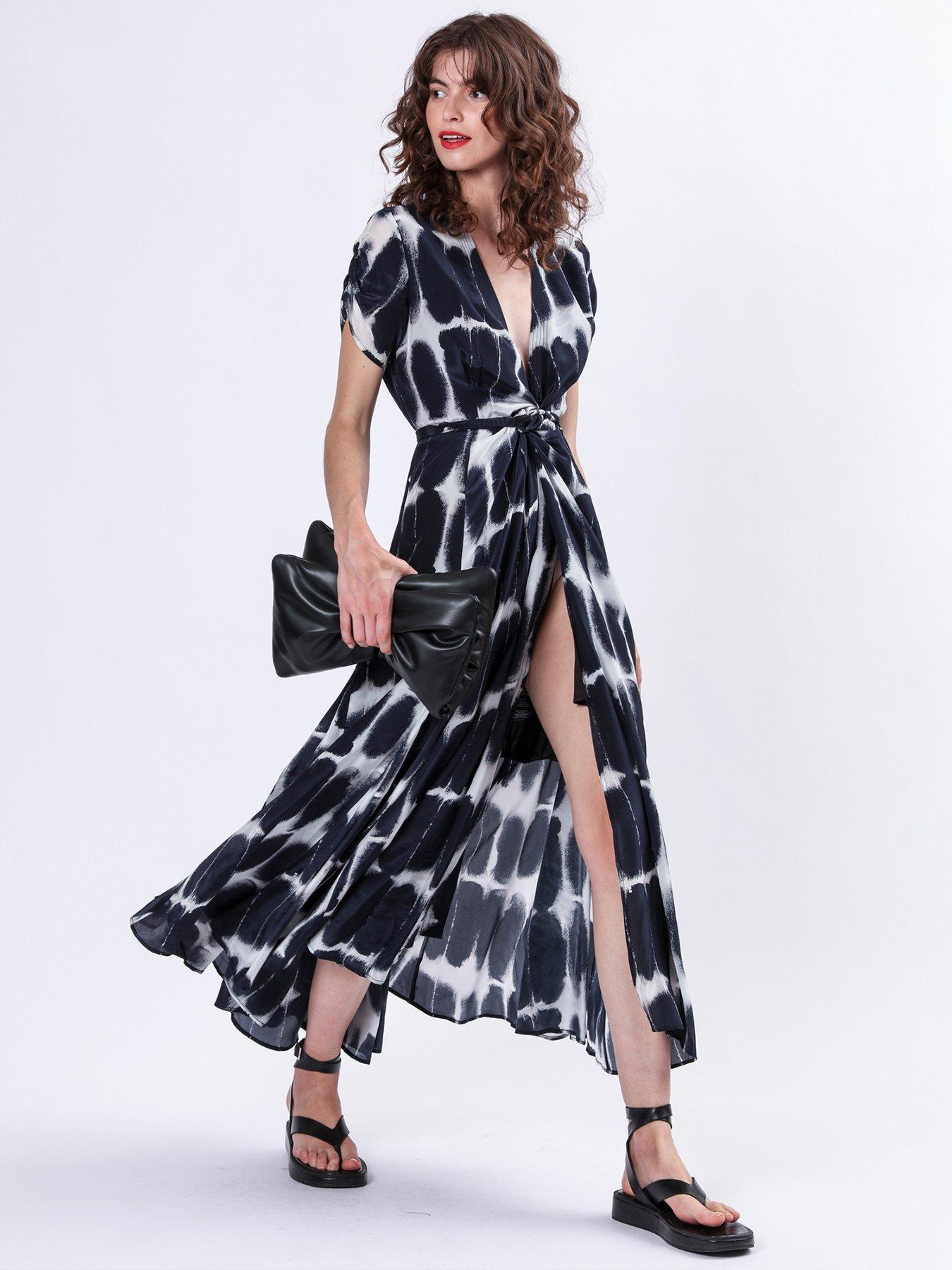 religion-tie-dye-print-cupro-wrap-maxi-dress-with-full-skirt-navy