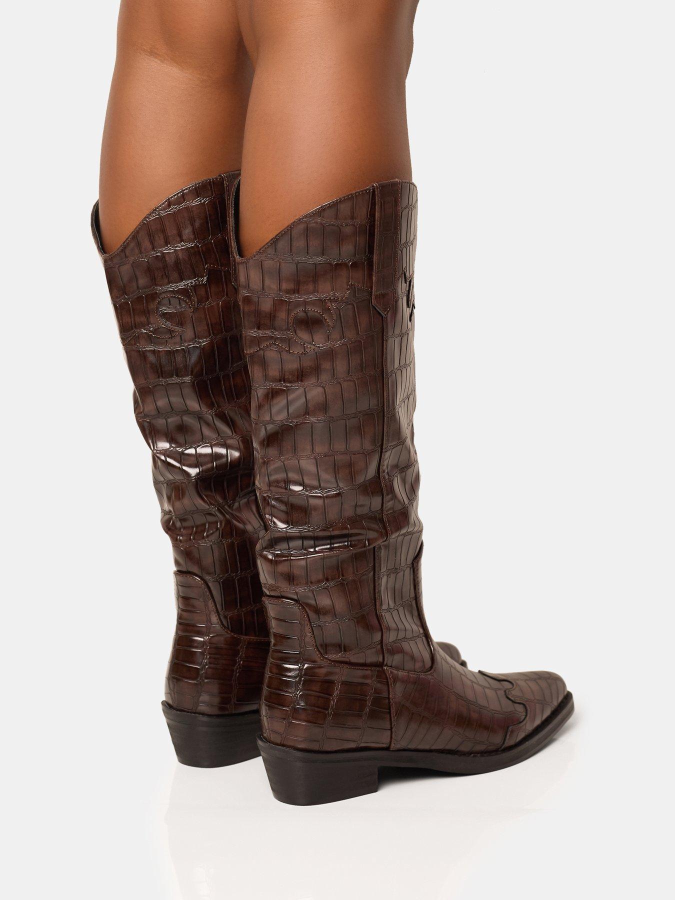 public-desire-apollo-western-knee-high-croc-boot-brownstillFront