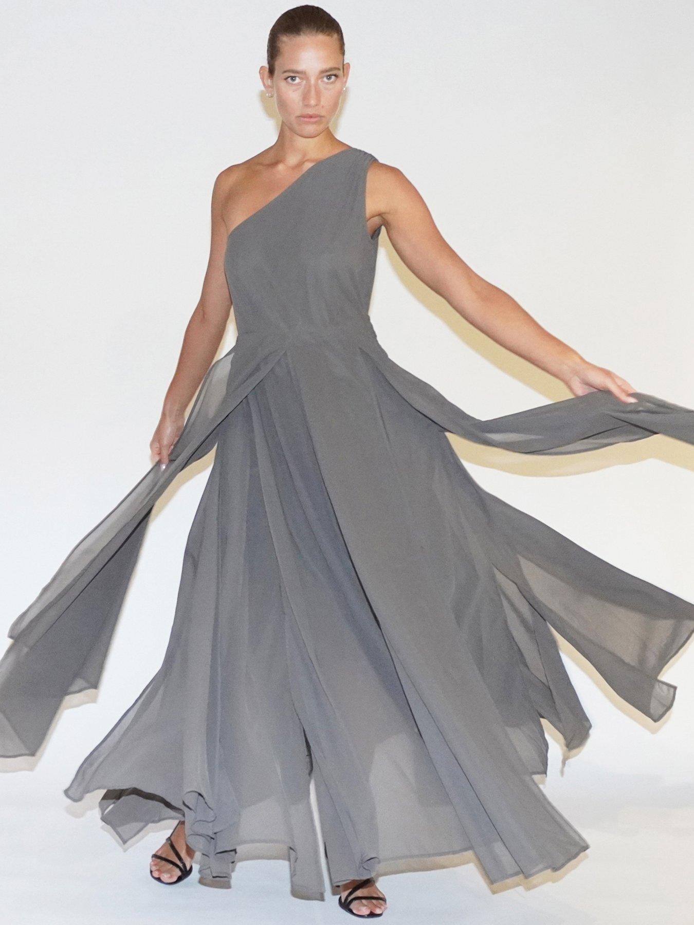 religion-one-shoulder-full-skirt-maxi-dress-greystillFront