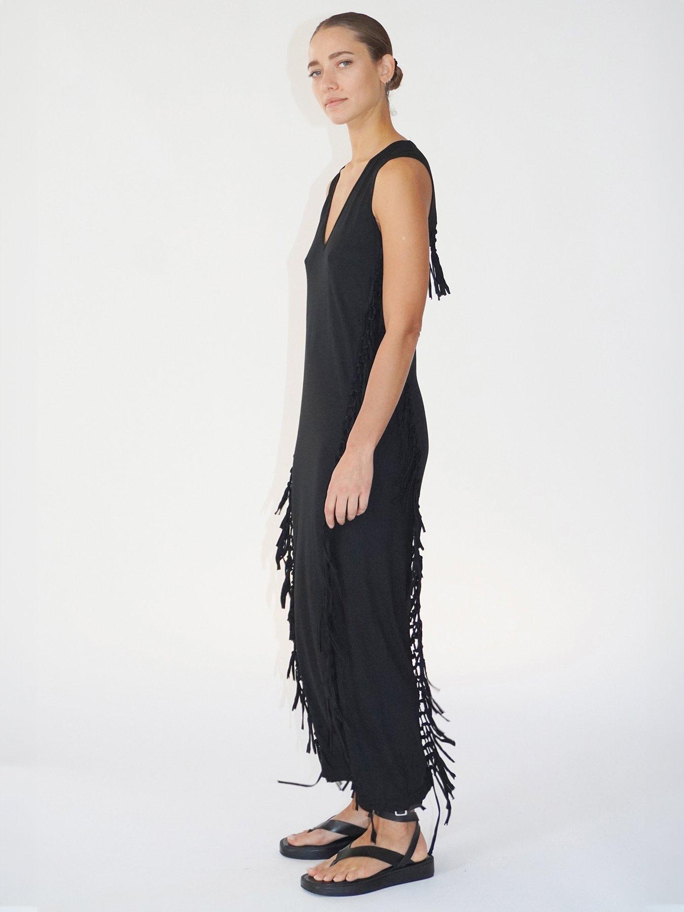 religion-flourish-jersey-tassel-maxi-dress-blackoutfit