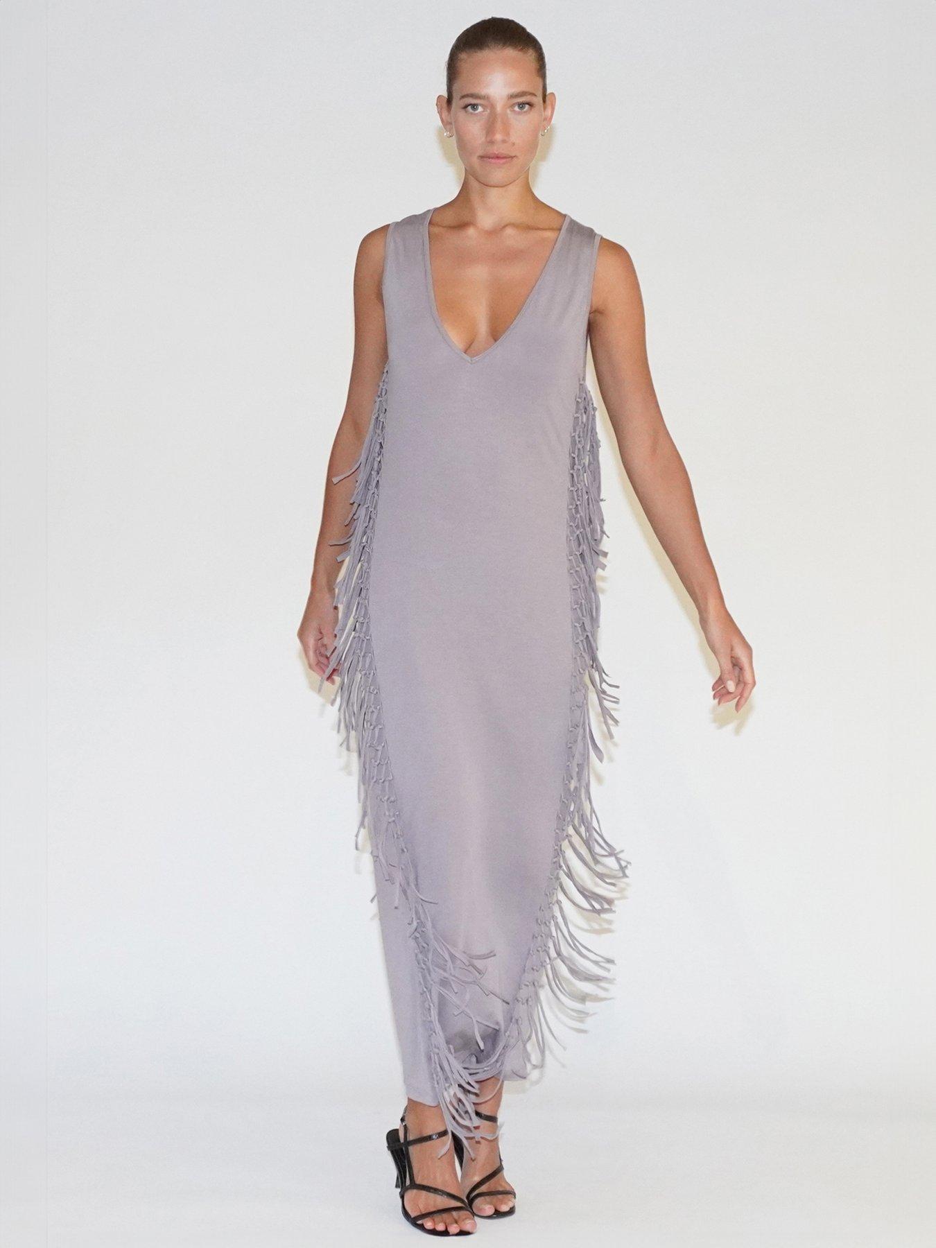 religion-flourish-jersey-tassel-maxi-dress-grey