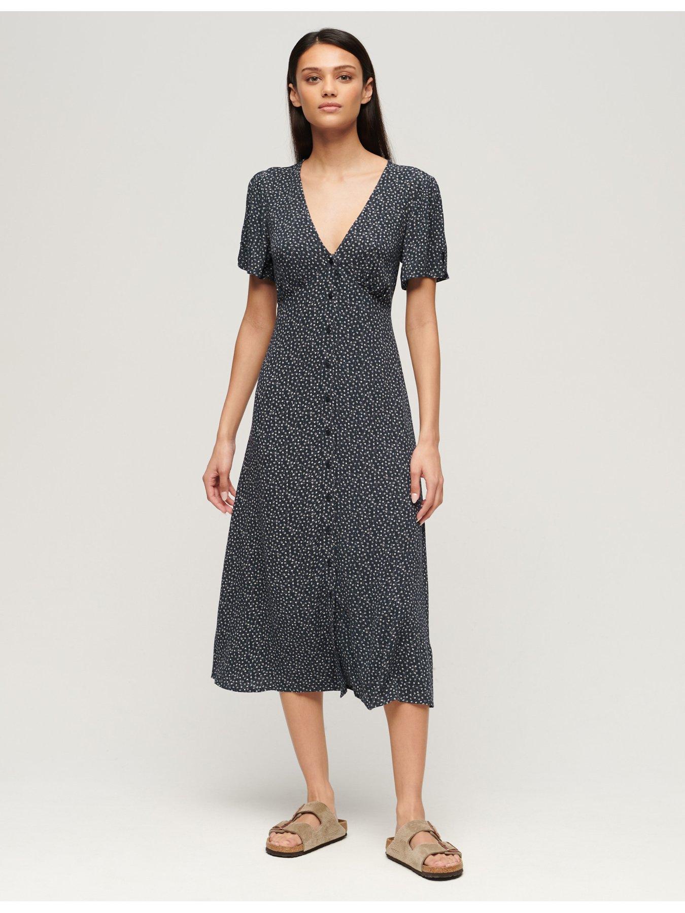 superdry-printed-button-up-short-sleeve-midi-tea-dress-navy