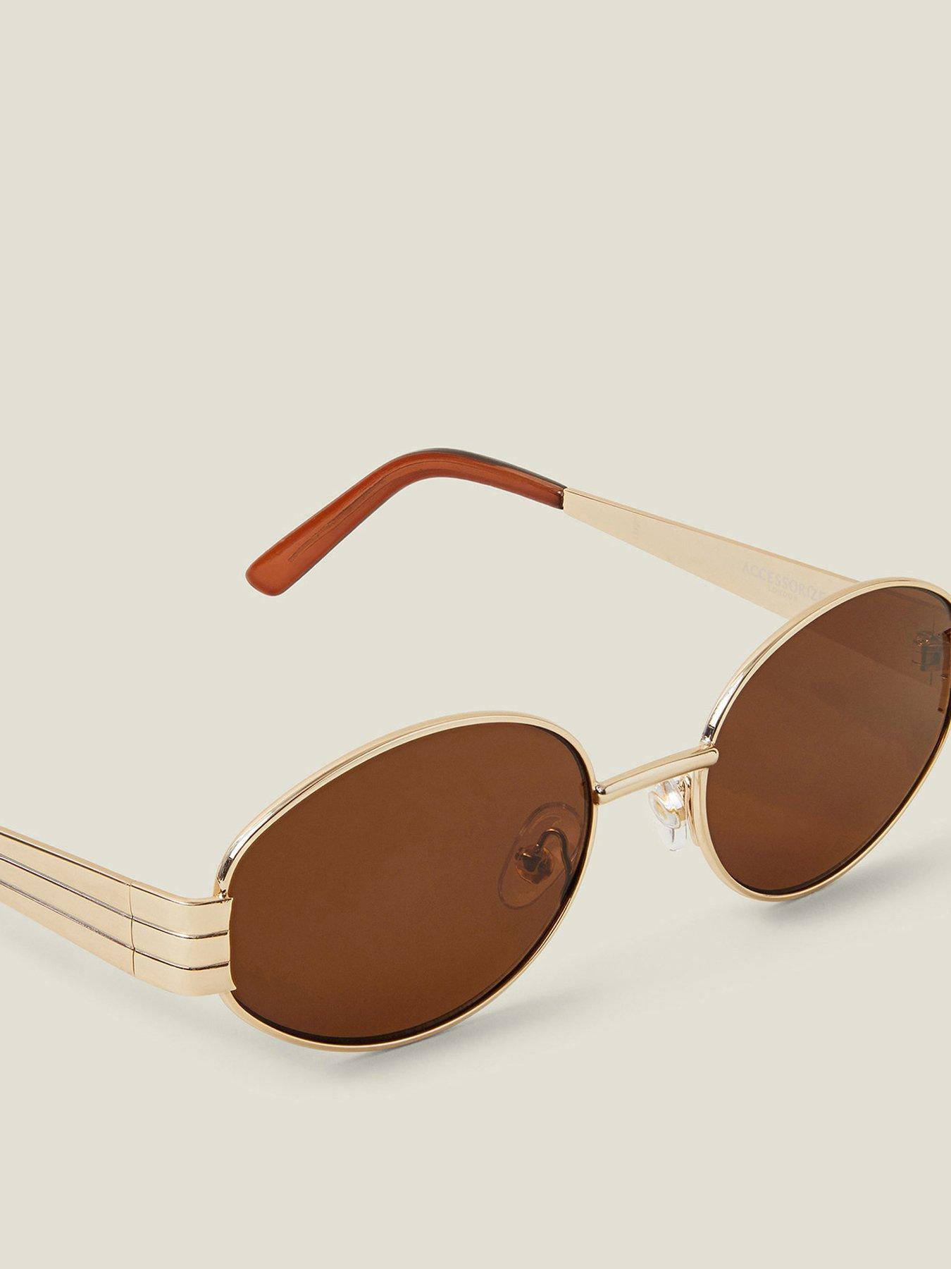 Image 3 of 3 of Accessorize Oval Gold Metal Frame Sunglasses