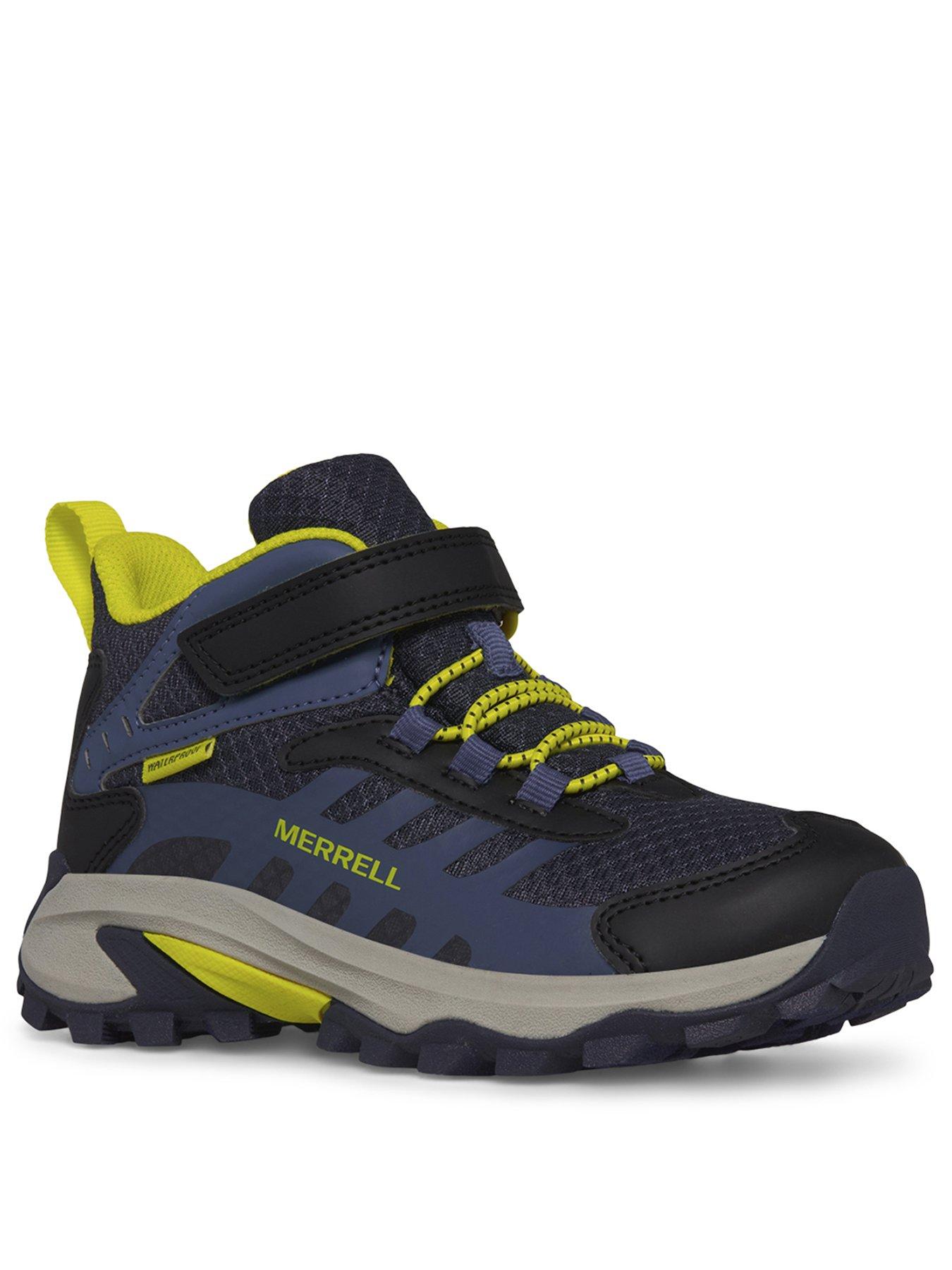 Image 2 of 5 of Merrell Kids Moab Speed 2 Midi Waterproof Hiking Boots - Hi Viz/Navy