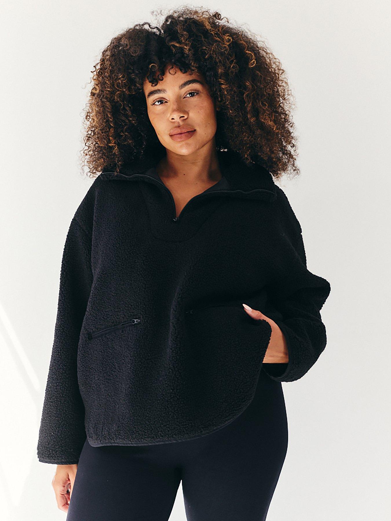 in-the-style-borg-lined-half-zip-up-fleece-blackfront