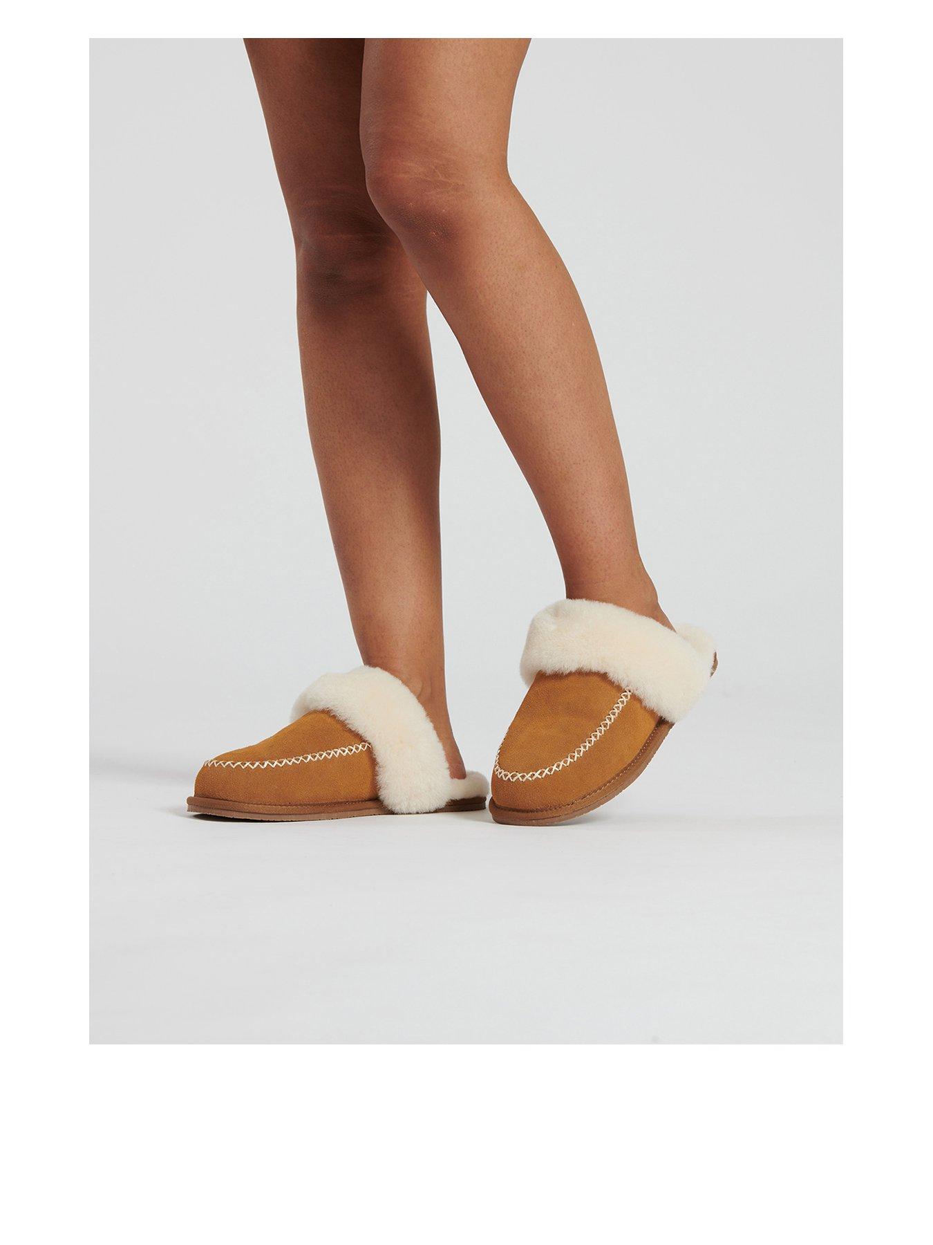 loungeable-boxed-real-sheepskin-fluffy-mule-slippers-beige