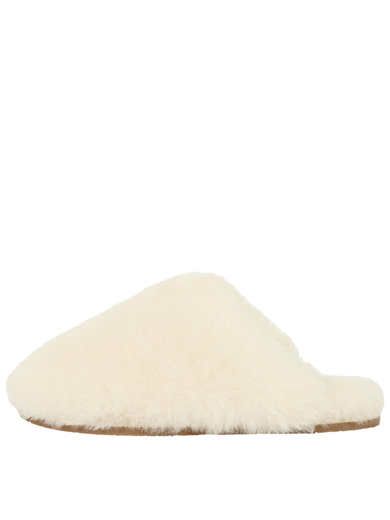 Image 1 of 6 of Loungeable Boxed Real Sheepskin Fluffy Mule Slippers - Beige