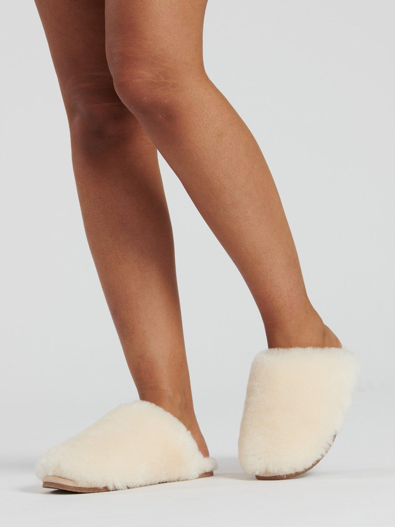 Image 5 of 6 of Loungeable Boxed Real Sheepskin Fluffy Mule Slippers - Beige