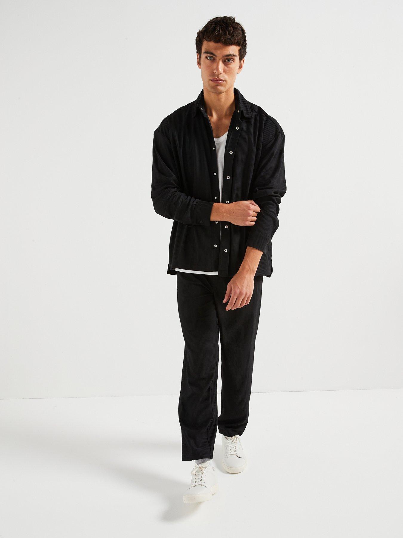 only-sons-co-ord-long-sleeve-relaxed-fit-pleated-shirt-blackdetail