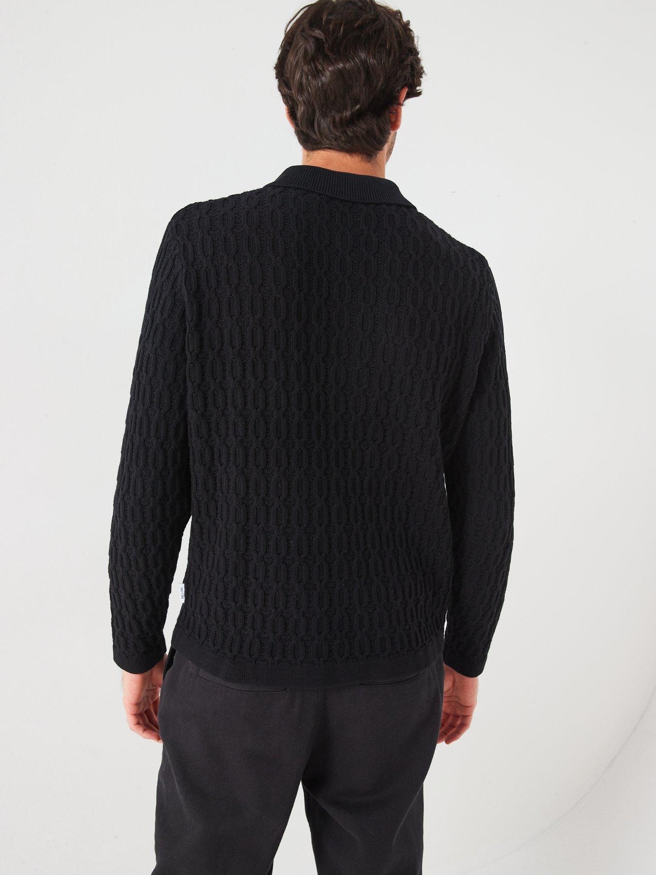 only-sons-only-amp-sons-long-sleeve-cable-texture-knitted-polo-shirtstillFront