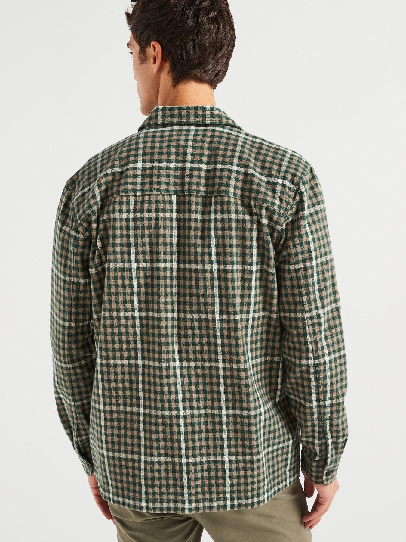 only-sons-two-pocket-zip-check-overshirt-greenstillFront