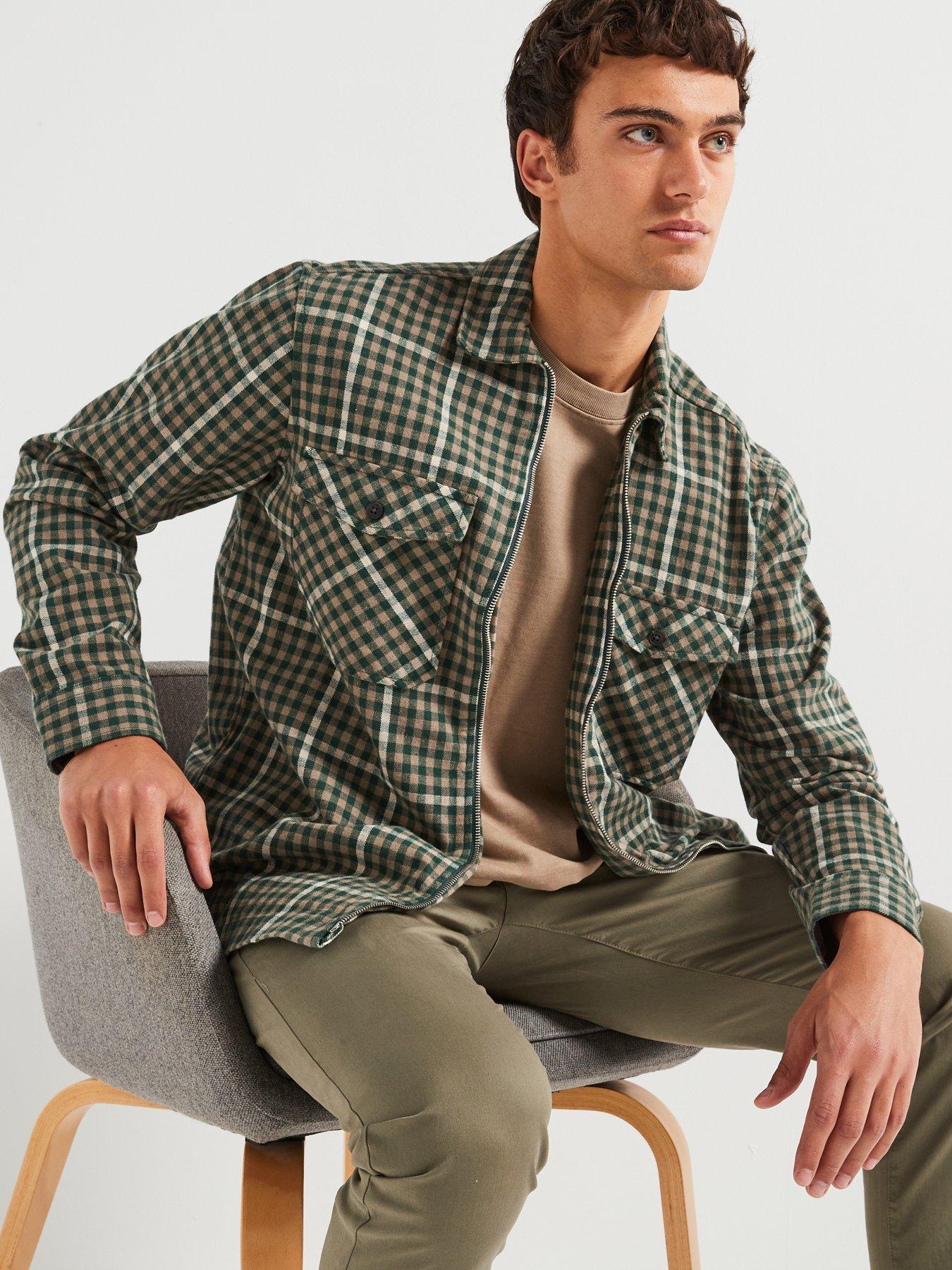 only-sons-two-pocket-zip-check-overshirt-greenoutfit