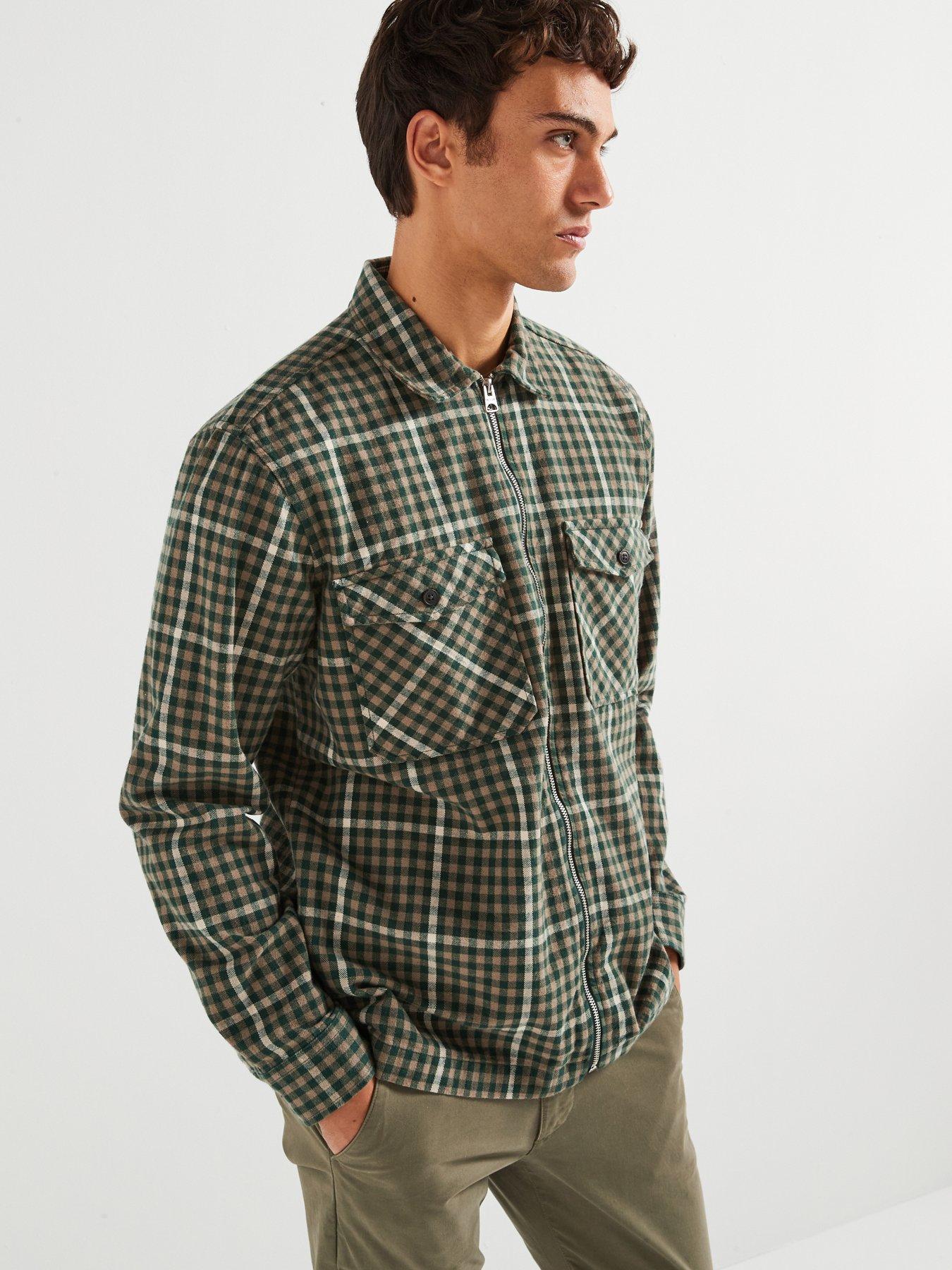 only-sons-two-pocket-zip-check-overshirt-greendetail