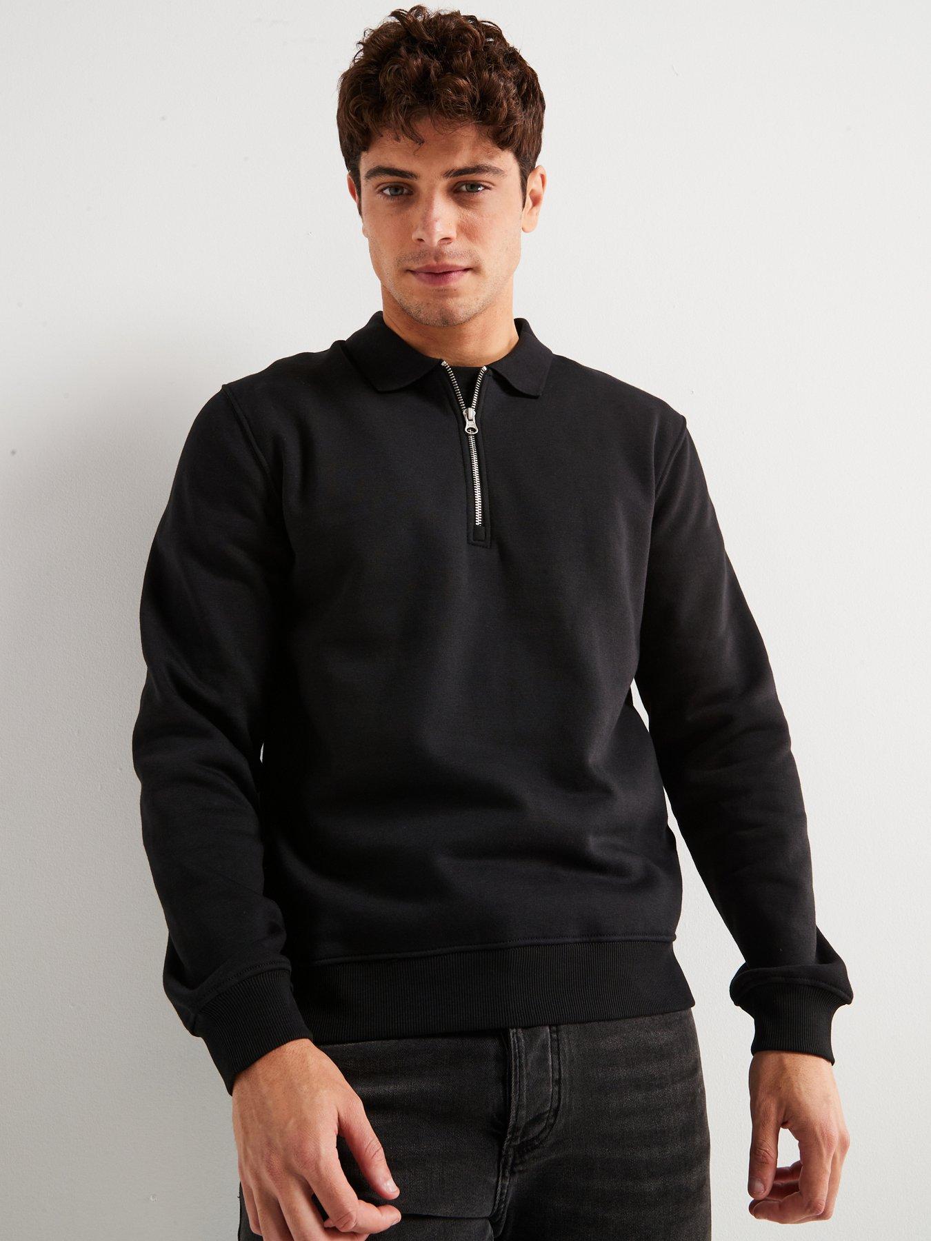 only-sons-regular-fit-12-zip-sweat-top-black