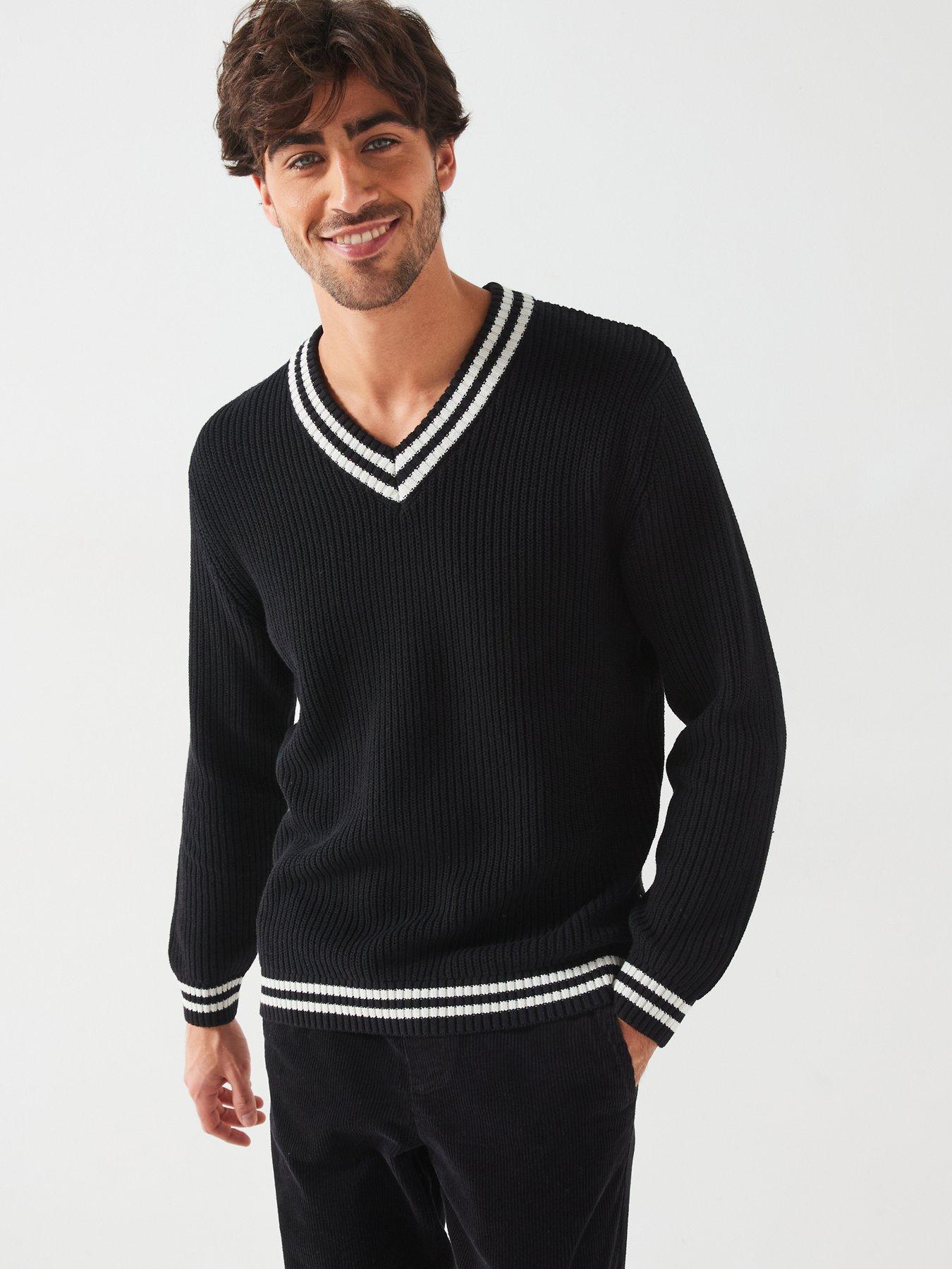 only-sons-only-amp-sons-tipped-v-neck-knitted-jumper