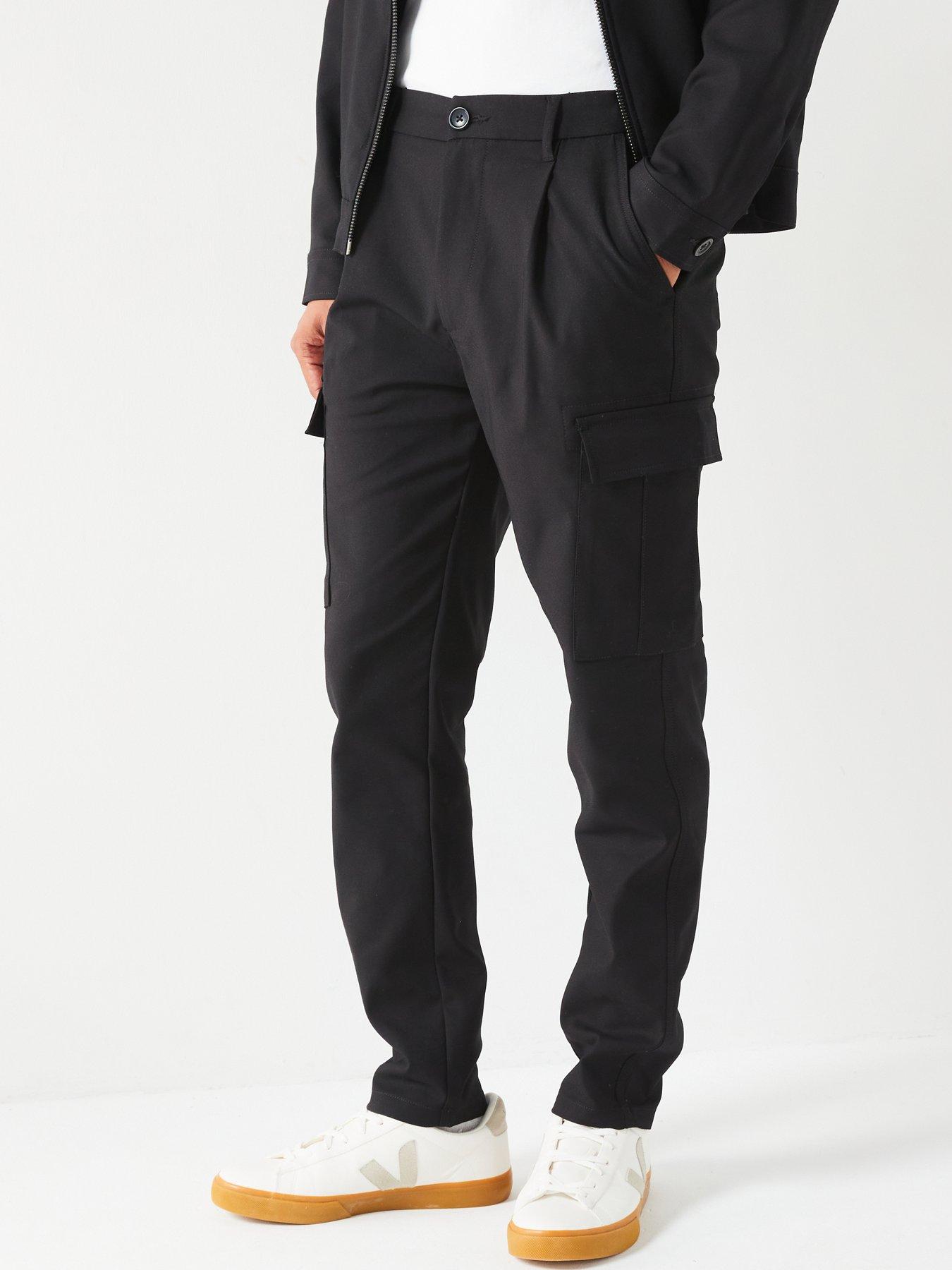 only-sons-smart-co-ord-cargo-trousers-black