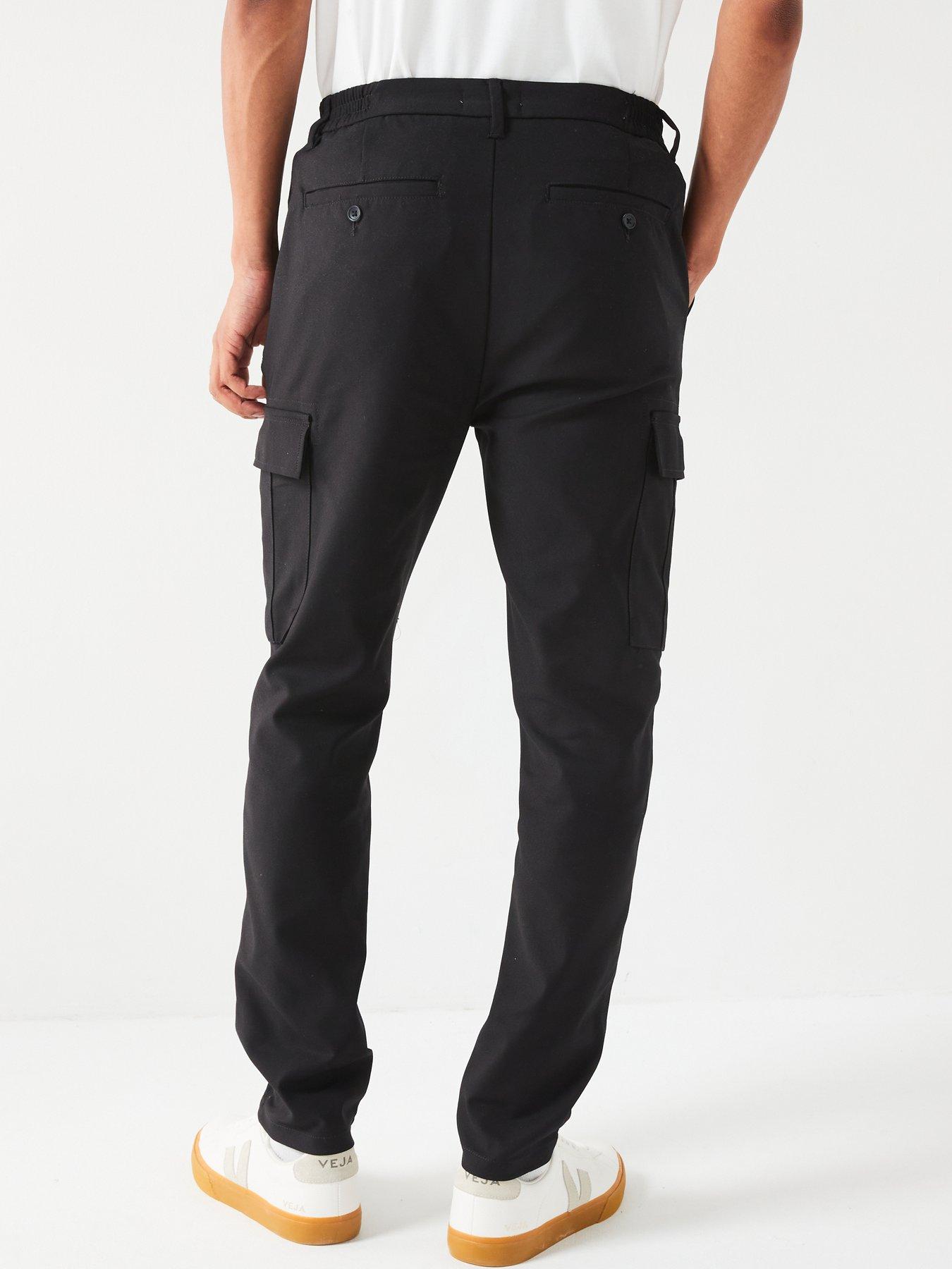 only-sons-smart-co-ord-cargo-trousers-blackstillFront