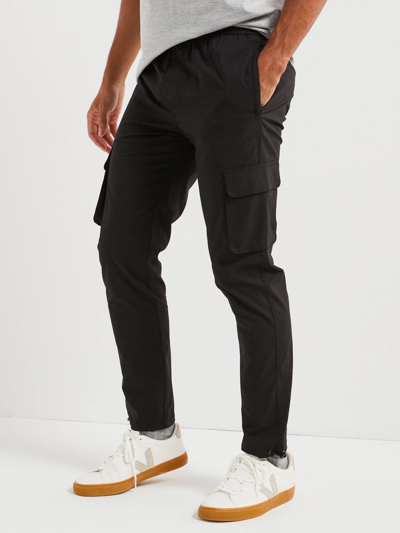 only-sons-only-amp-sons-common-elasticated-waist-slim-fit-cargo-trousers-black