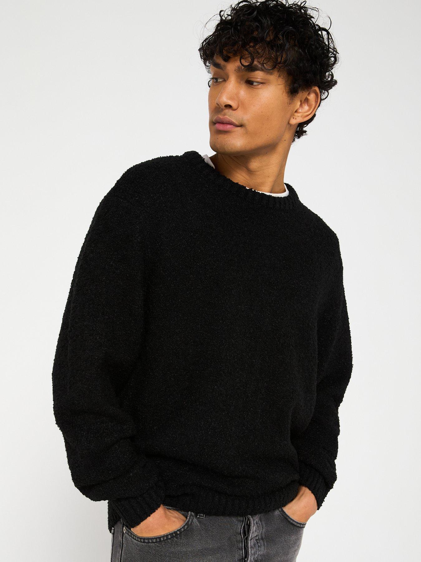 only-sons-boucle-crew-knitted-jumper-black