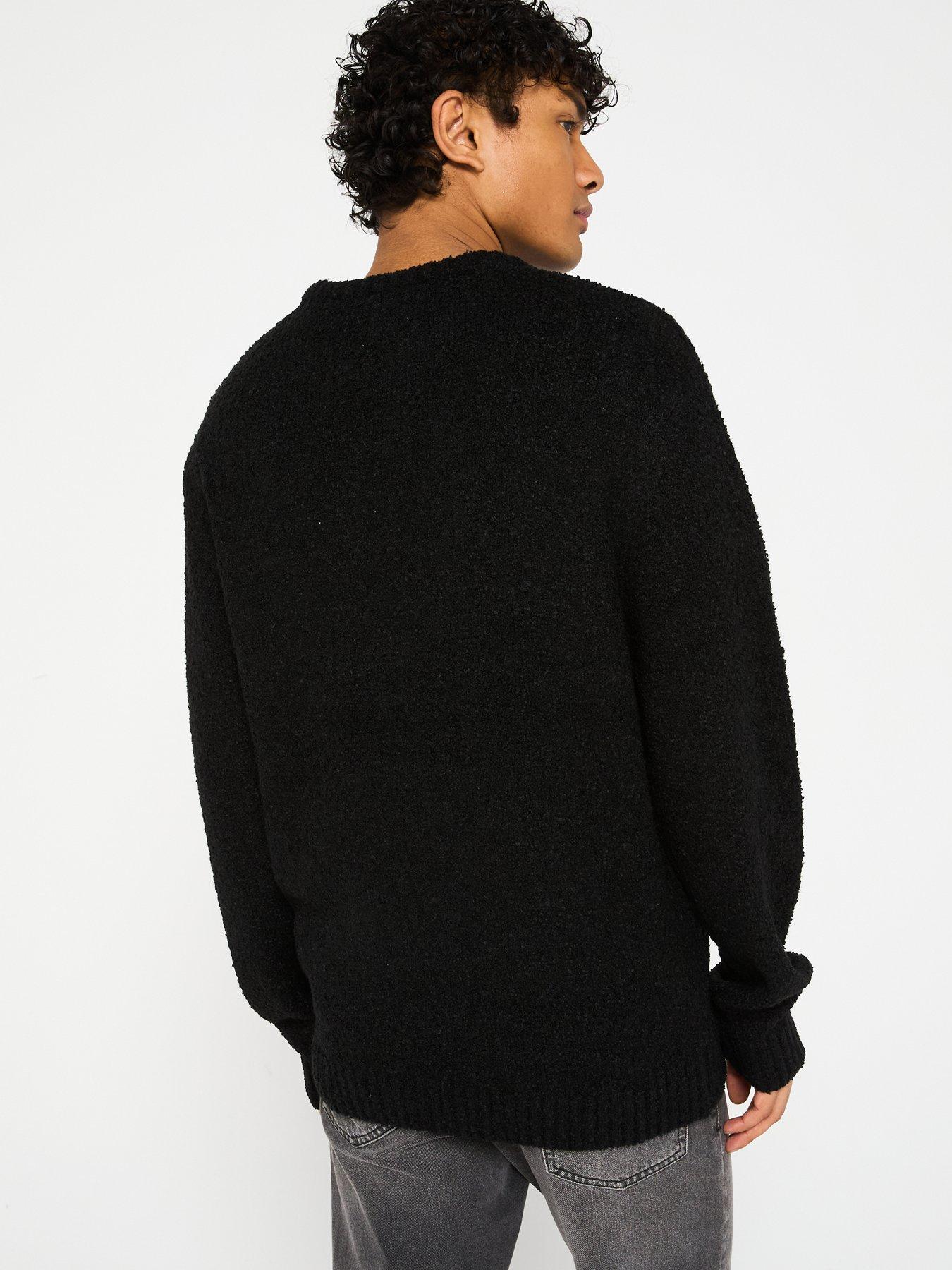 only-sons-boucle-crew-knitted-jumper-blackstillFront