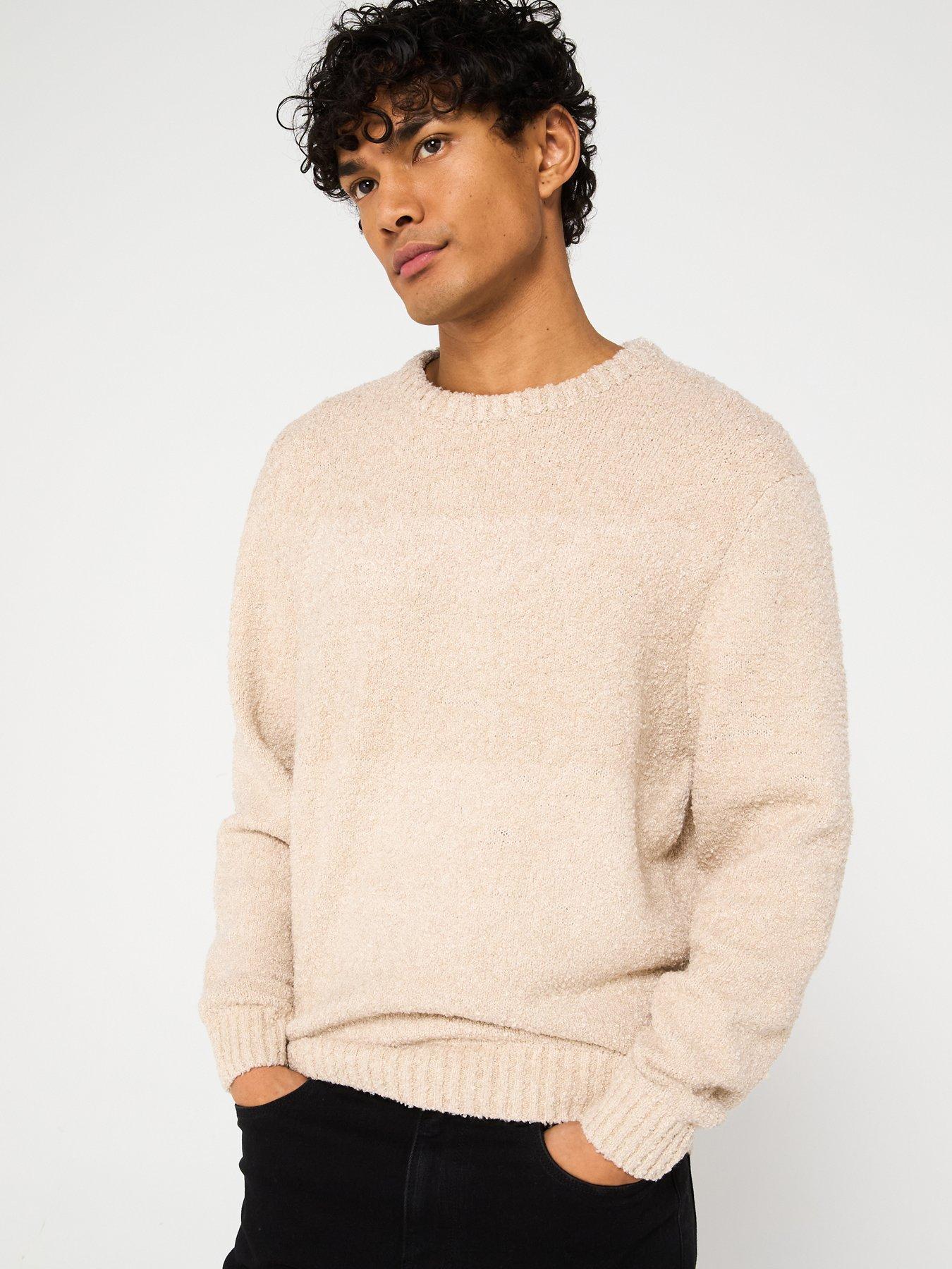 only-sons-boucle-crew-knitted-jumper-beige