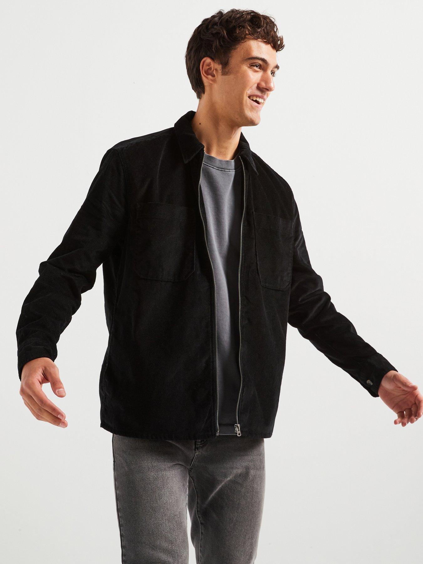 only-sons-two-pocket-zip-corduroy-overshirt-blackfront