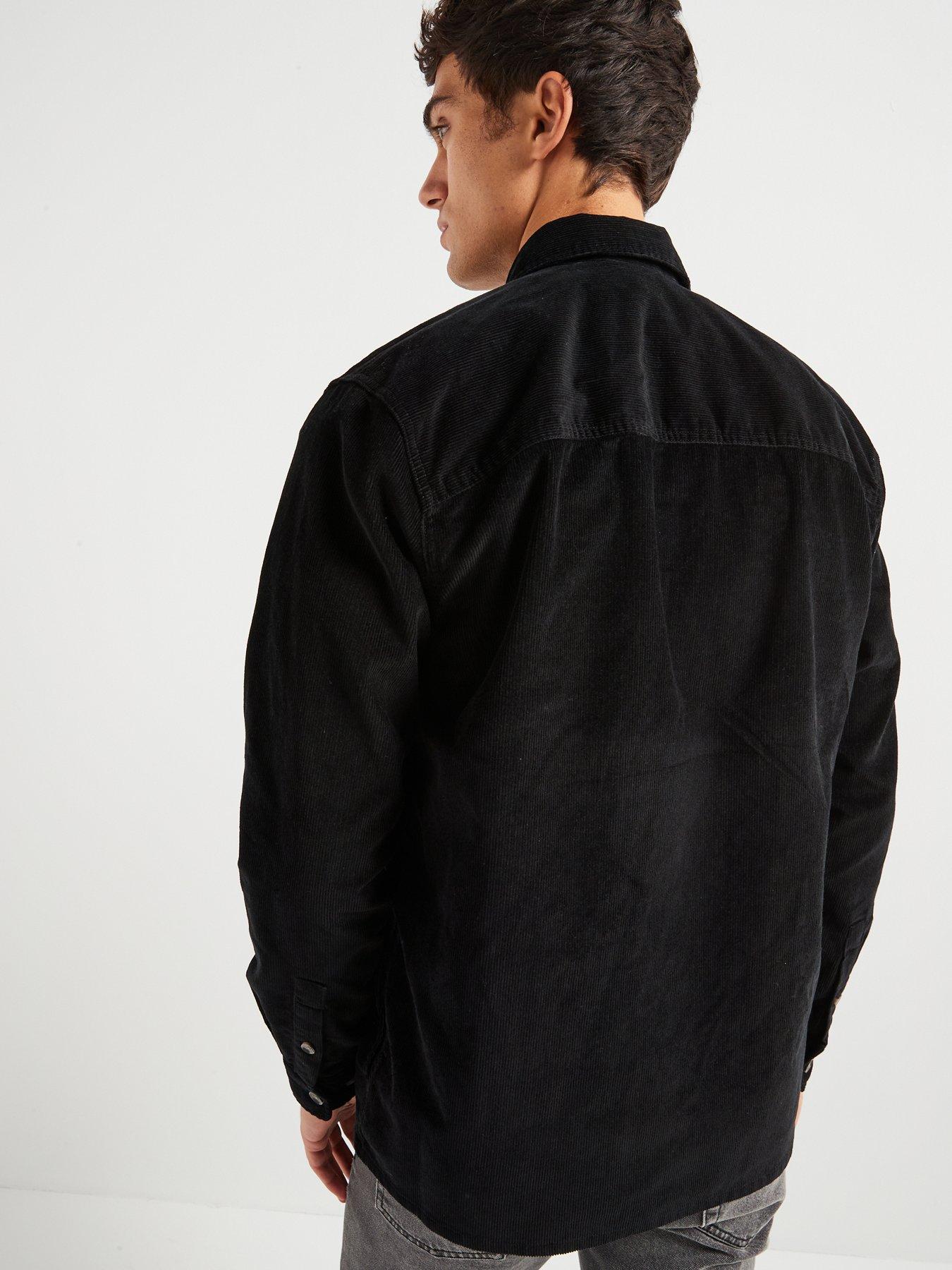 only-sons-two-pocket-zip-corduroy-overshirt-blackstillFront