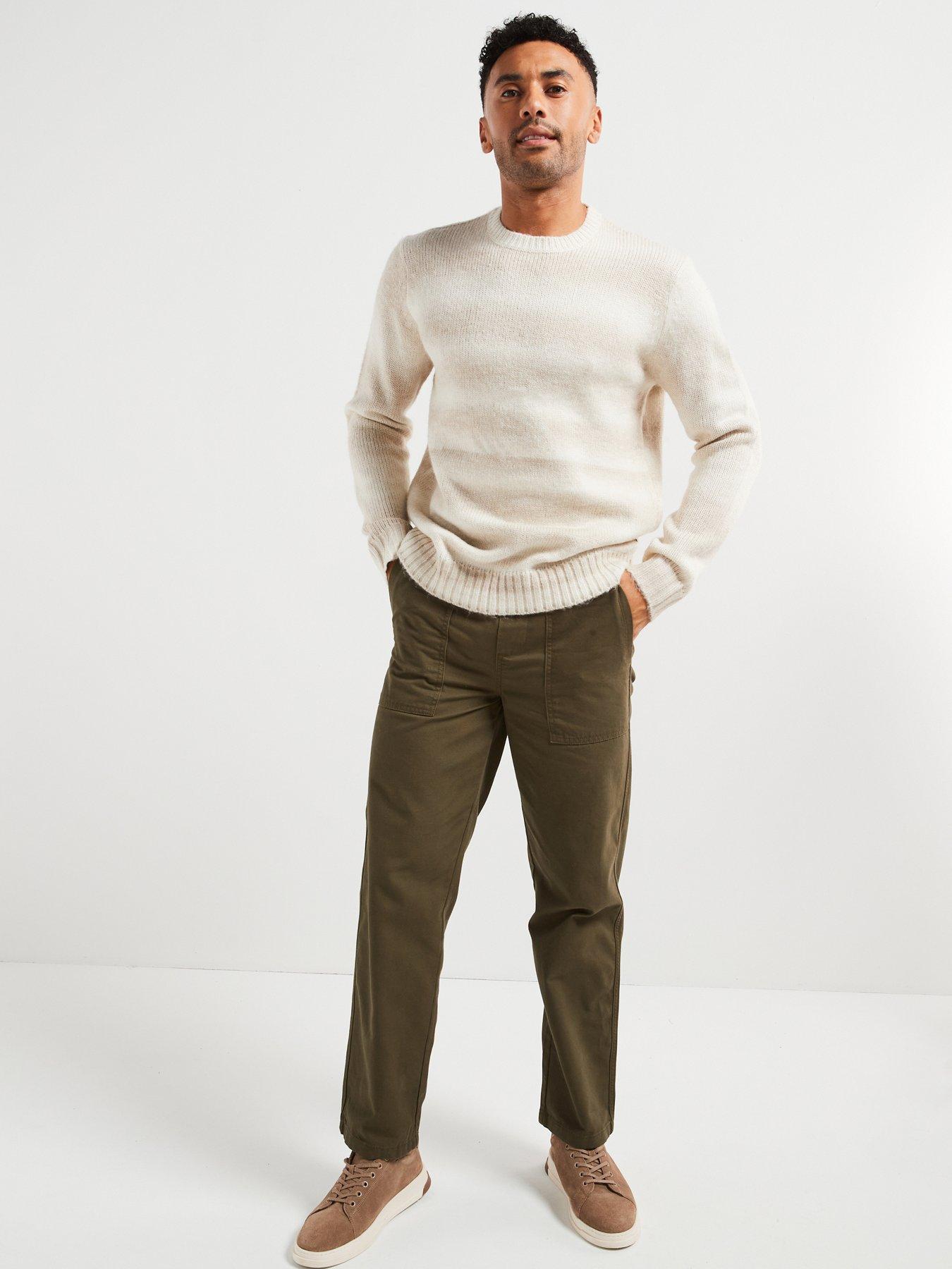 Image 1 of 5 of ONLY & SONS Gradient Stripe Crew Knitted Jumper - Beige