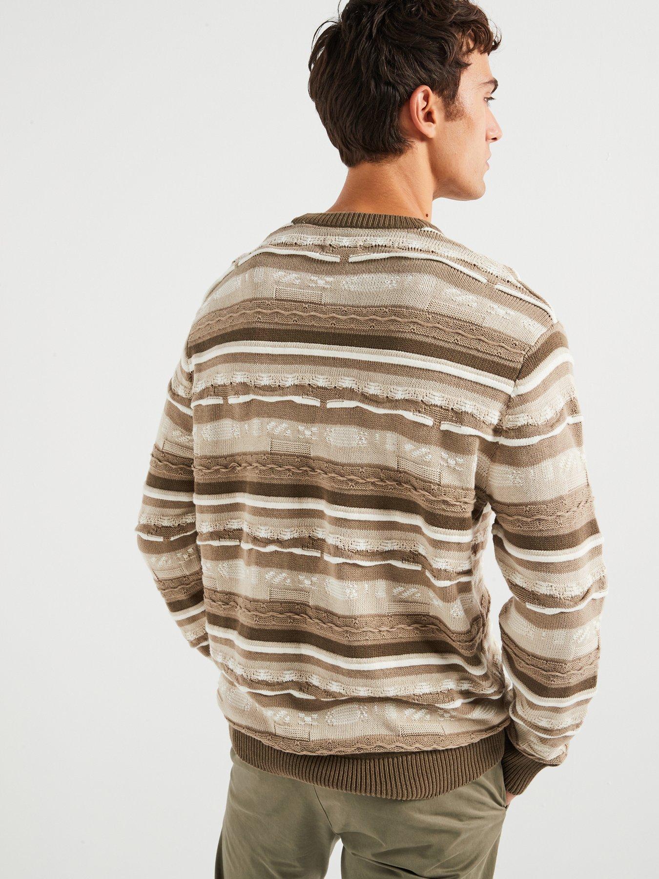 only-sons-textured-embroidered-stripe-crew-knitted-jumper-beigestillFront