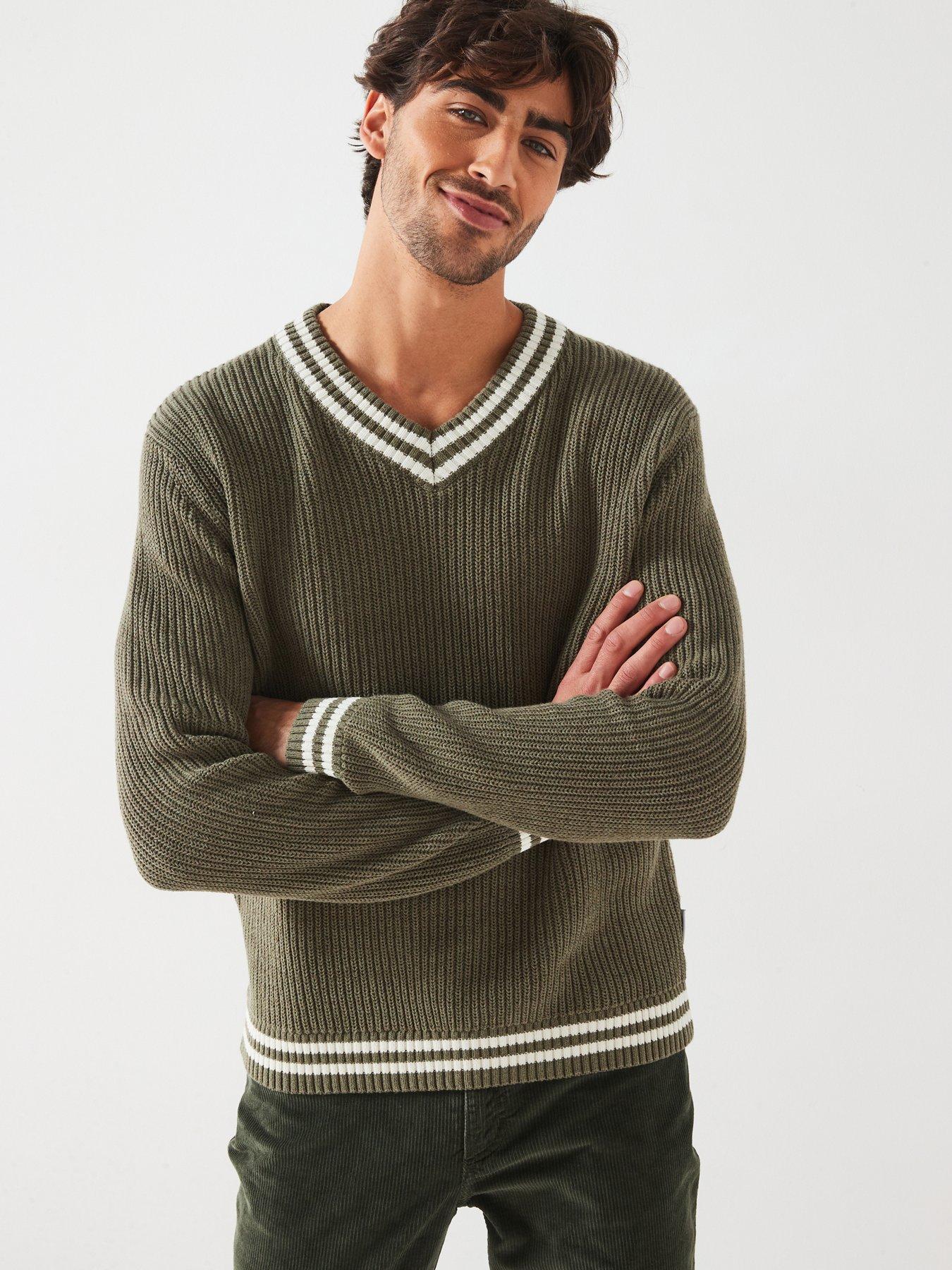 only-sons-only-amp-sons-tipped-v-neck-knitted-jumper-khaki