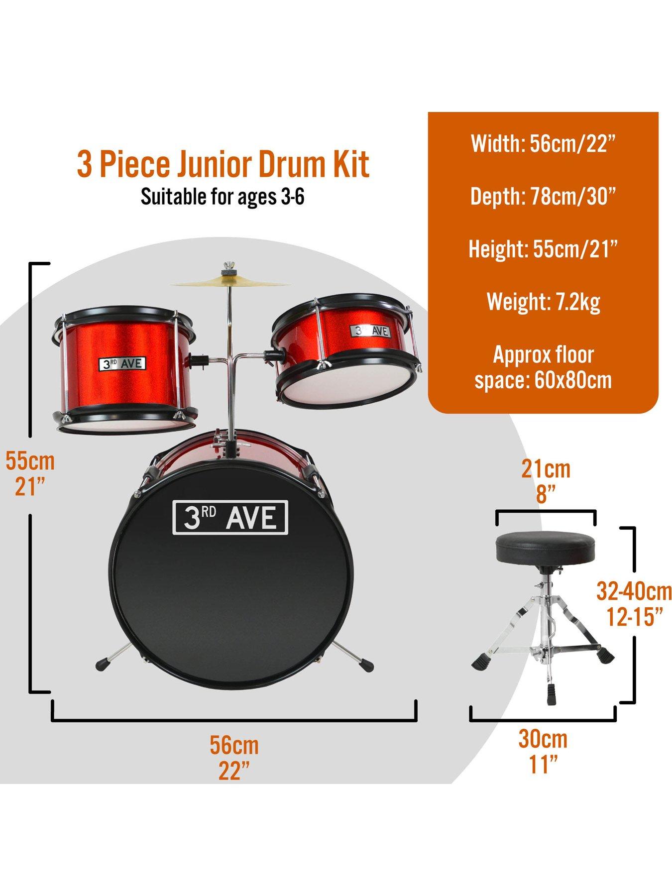 Image 2 of 4 of 3rd Avenue 3rd Avenue 3 Piece Kids Junior Drum Kit - Red