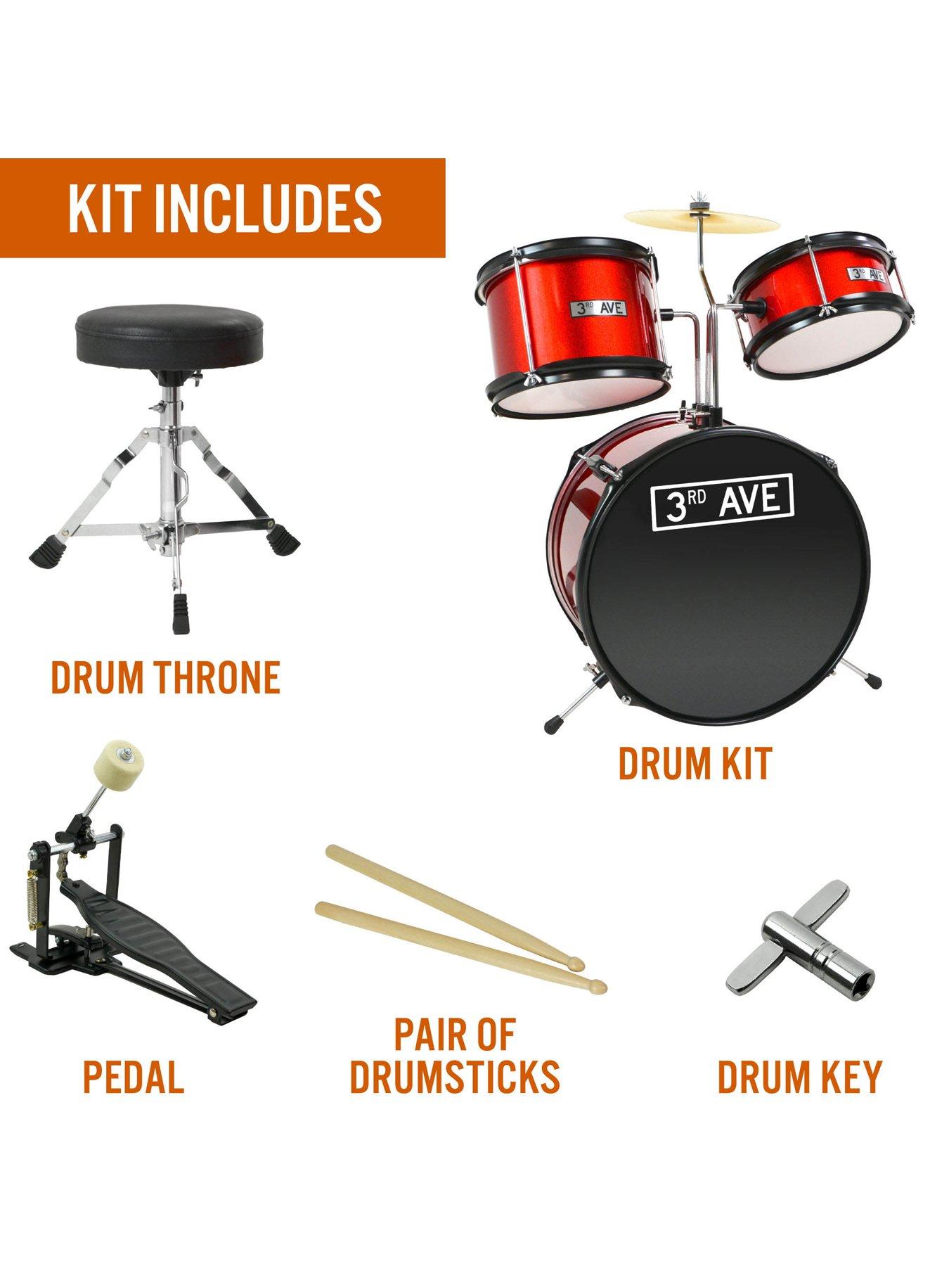 3rd-avenue-3rd-avenue-3-piece-kids-junior-drum-kit-redback