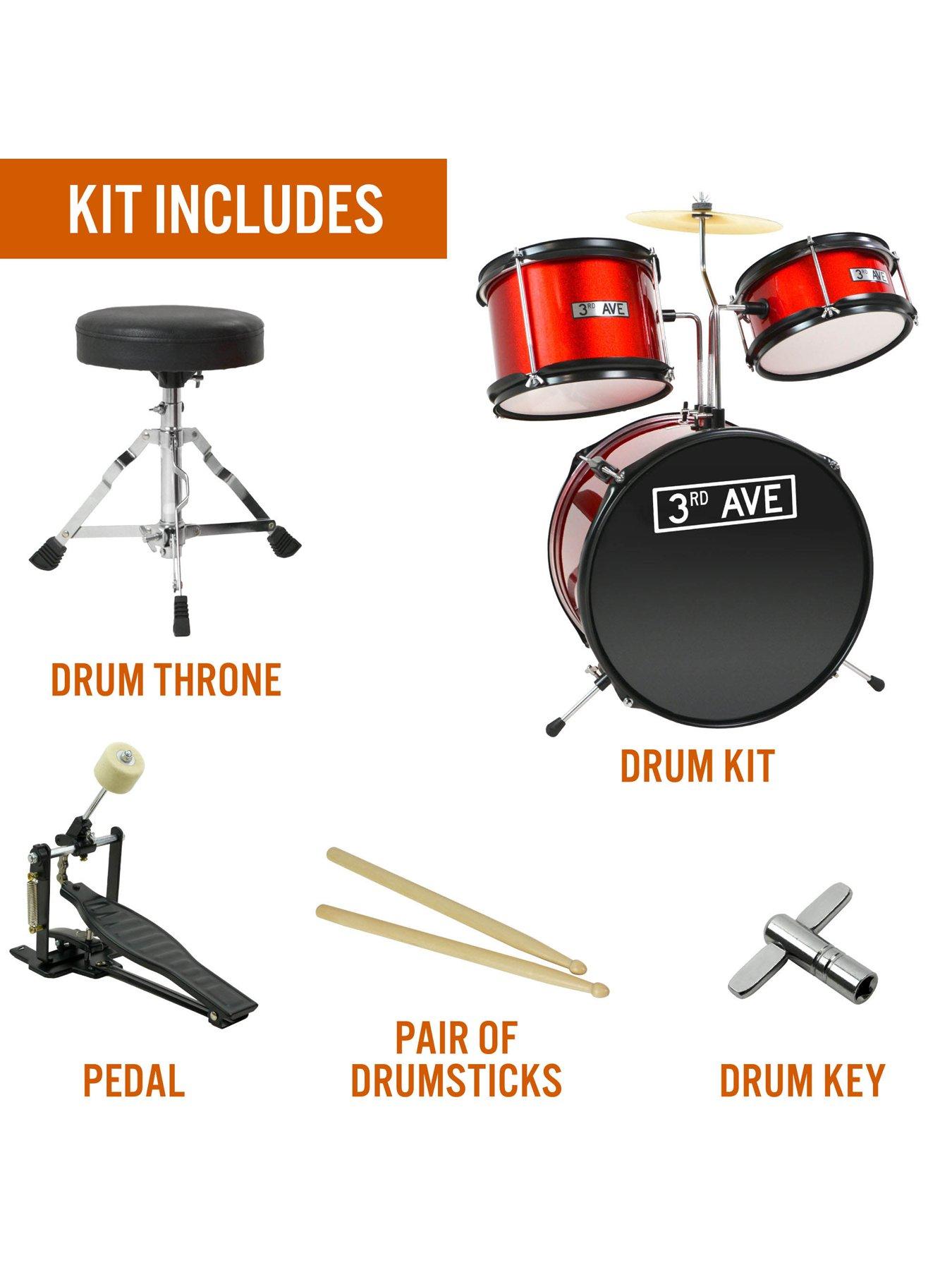 Image 3 of 4 of 3rd Avenue 3rd Avenue 3 Piece Kids Junior Drum Kit - Red