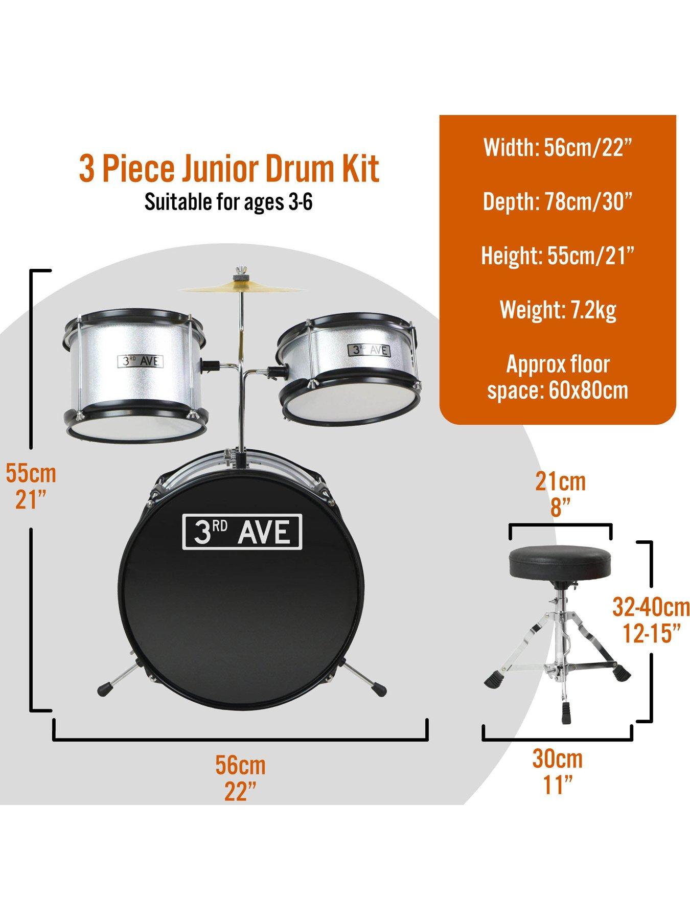 3rd-avenue-3rd-avenue-3-piece-kids-junior-drum-kit-silverstillFront