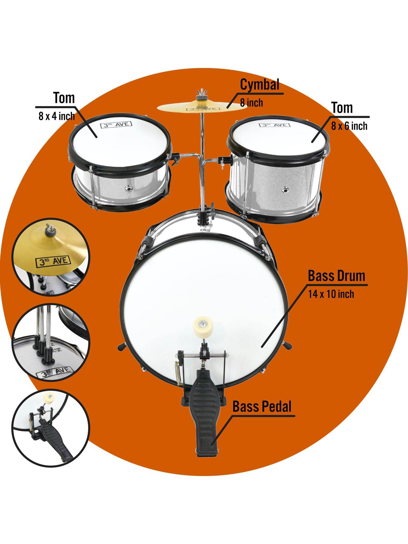 3rd-avenue-3rd-avenue-3-piece-kids-junior-drum-kit-silveroutfit