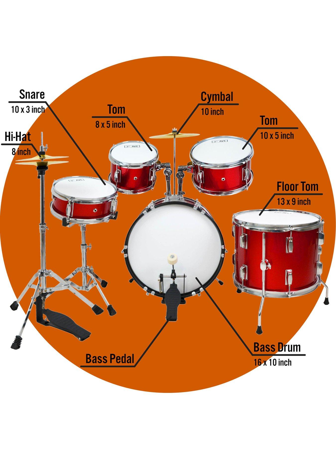 3rd-avenue-3rd-avenue-5-piece-kids-junior-drum-kit-redoutfit