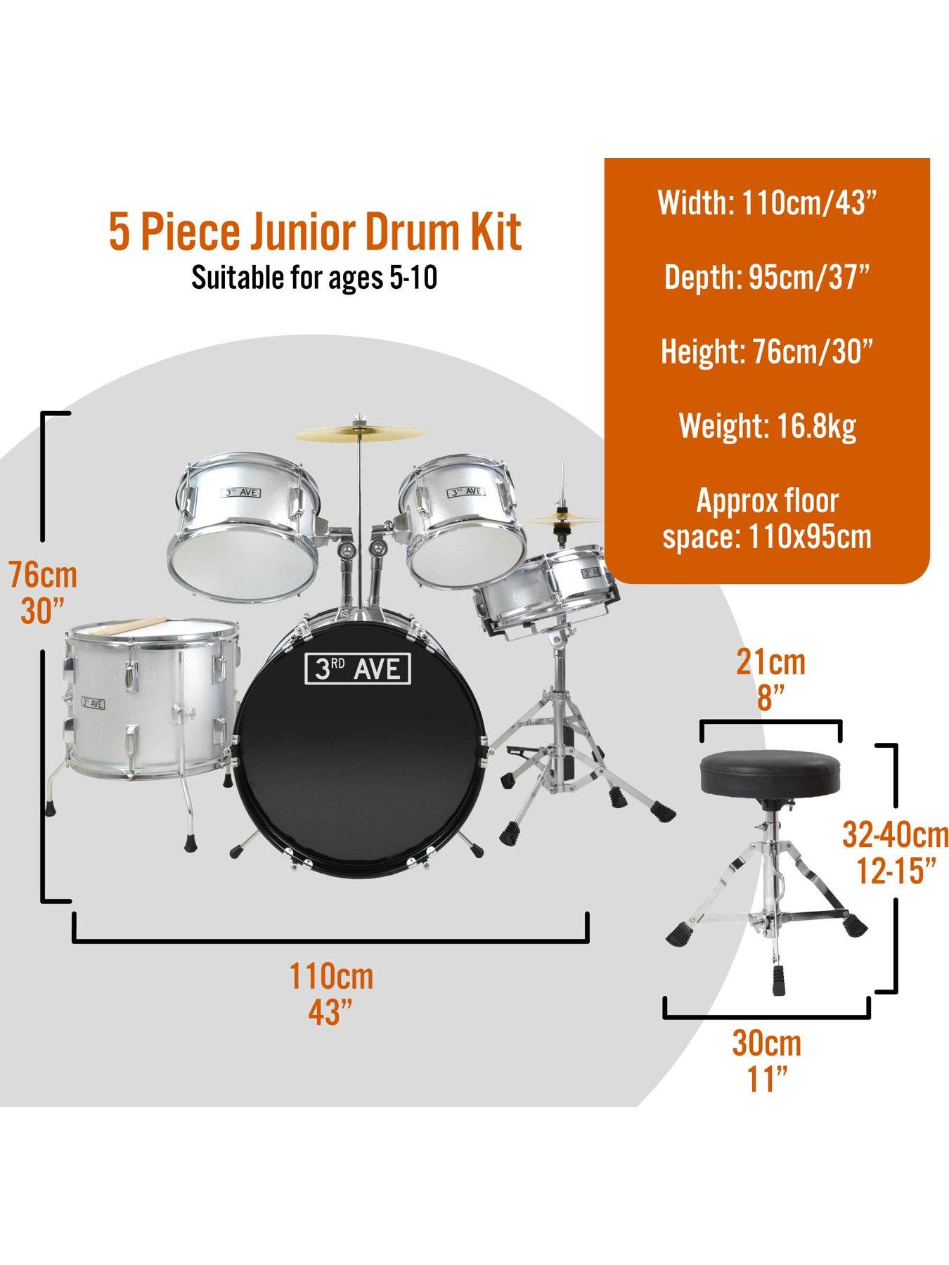 3rd-avenue-3rd-avenue-5-piece-kids-junior-drum-kit-silverstillFront