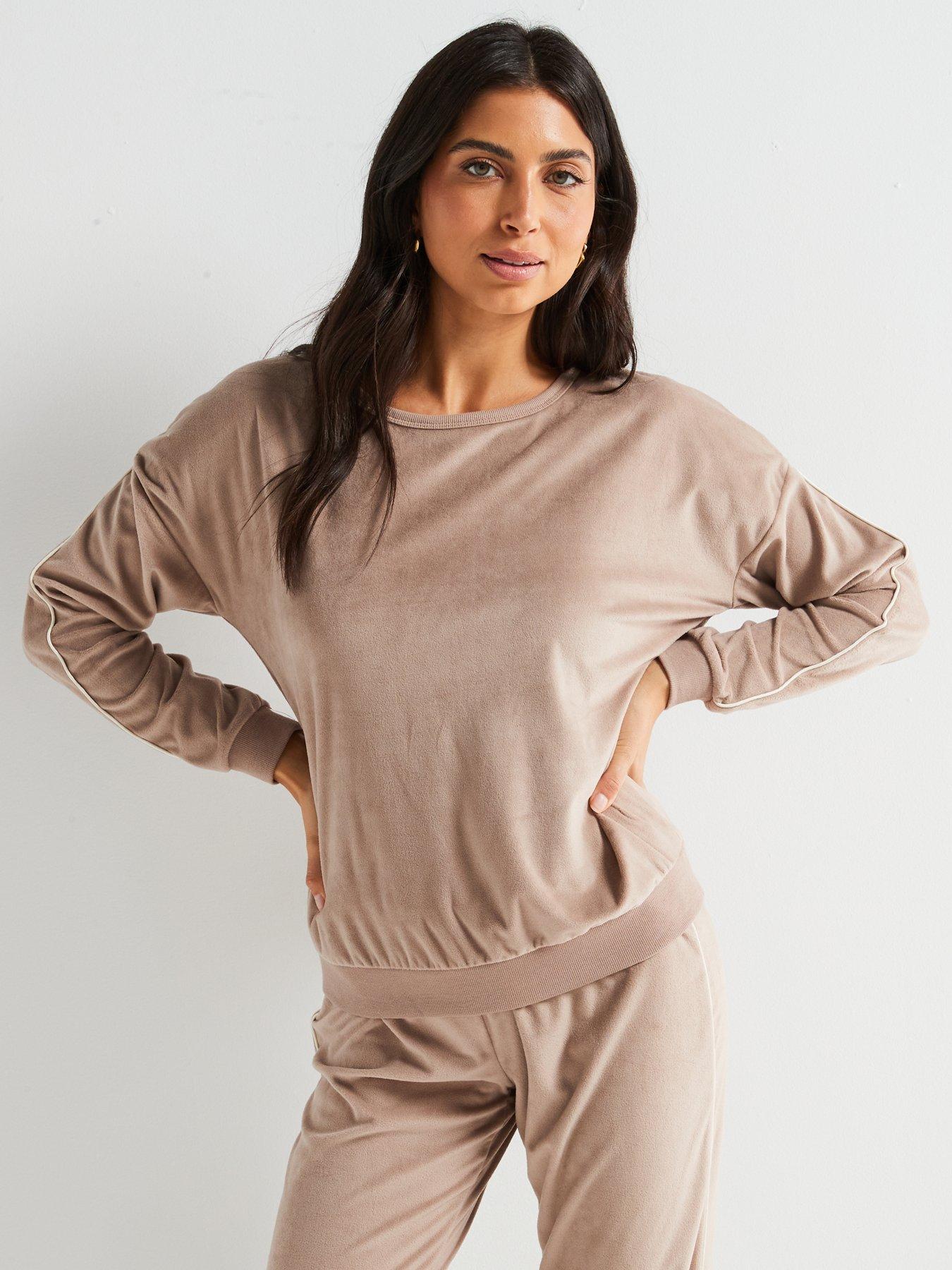 v-by-very-contrast-fleece-loungewear-set-brownoutfit