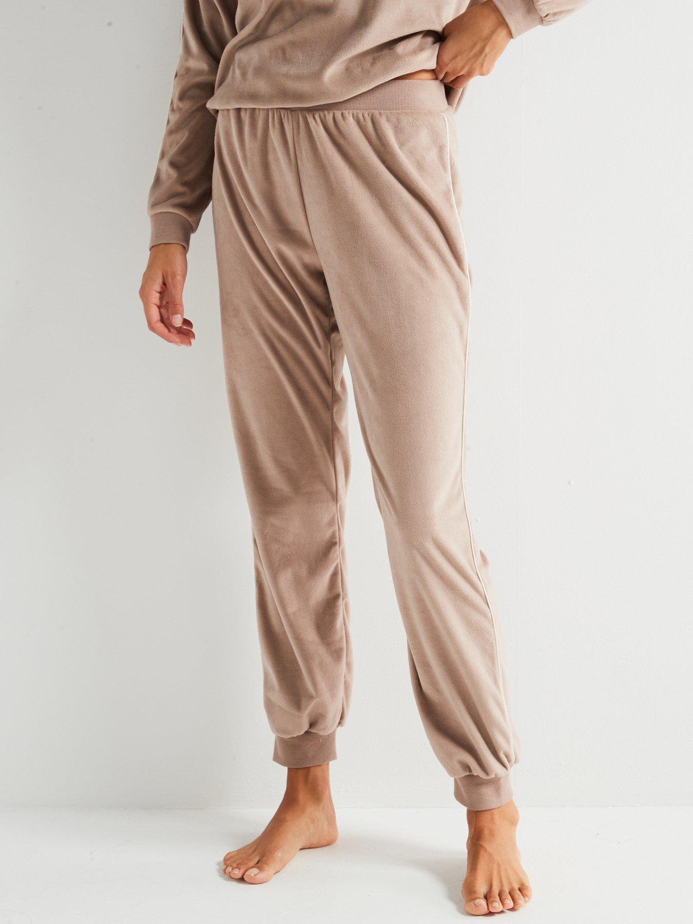 v-by-very-contrast-fleece-loungewear-set-browndetail