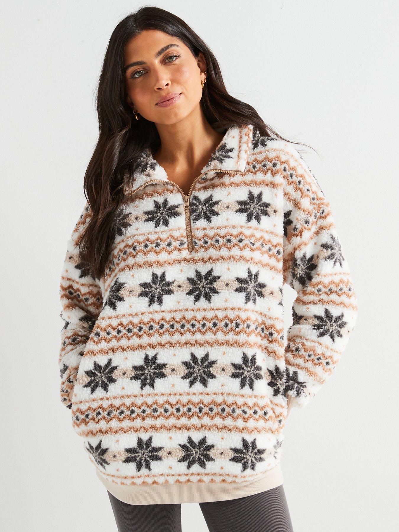 v-by-very-fairisle-printed-half-zip-and-legging-loungewear-setoutfit