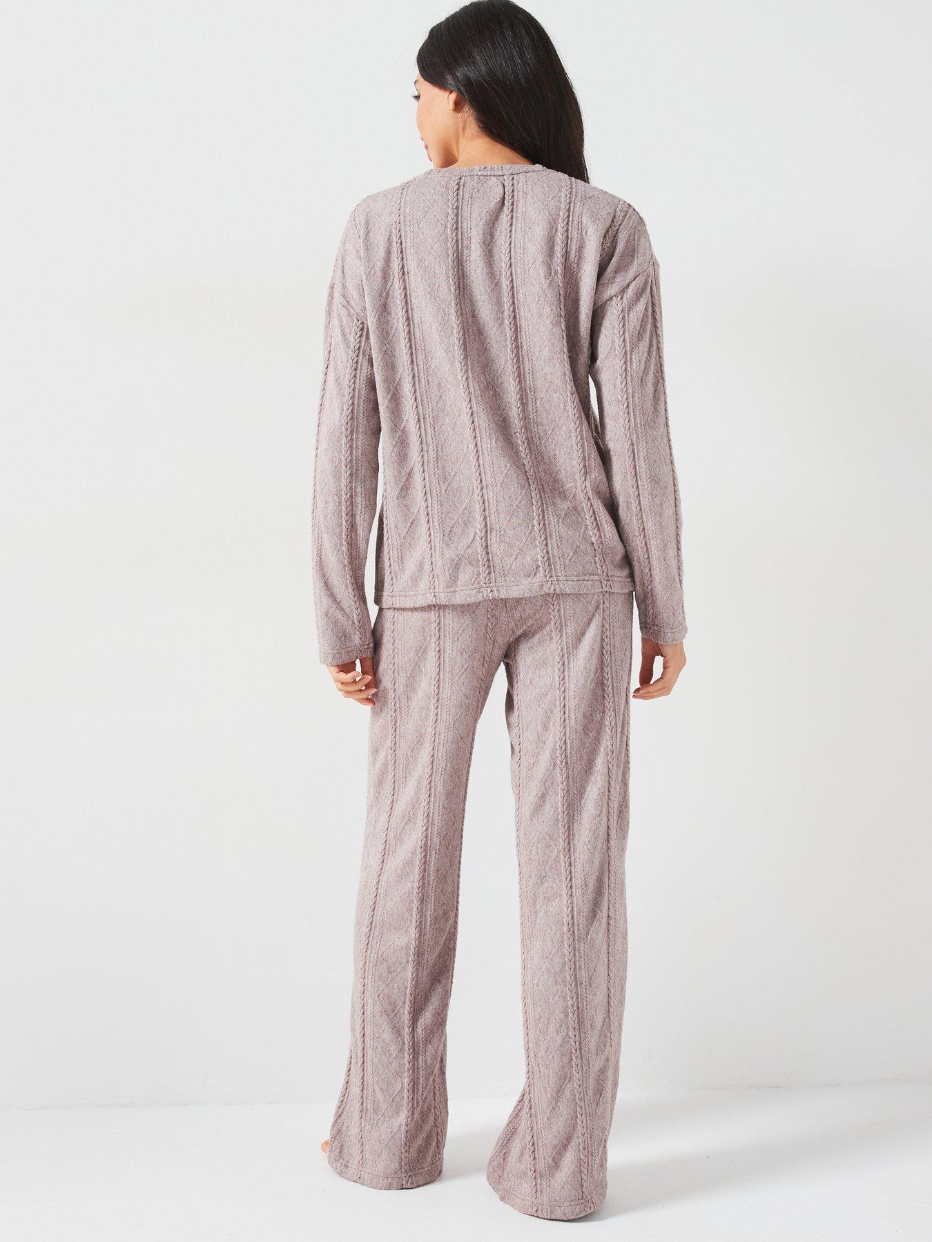 v-by-very-cable-knit-long-sleeve-and-wide-leg-lounge-set-brownstillFront