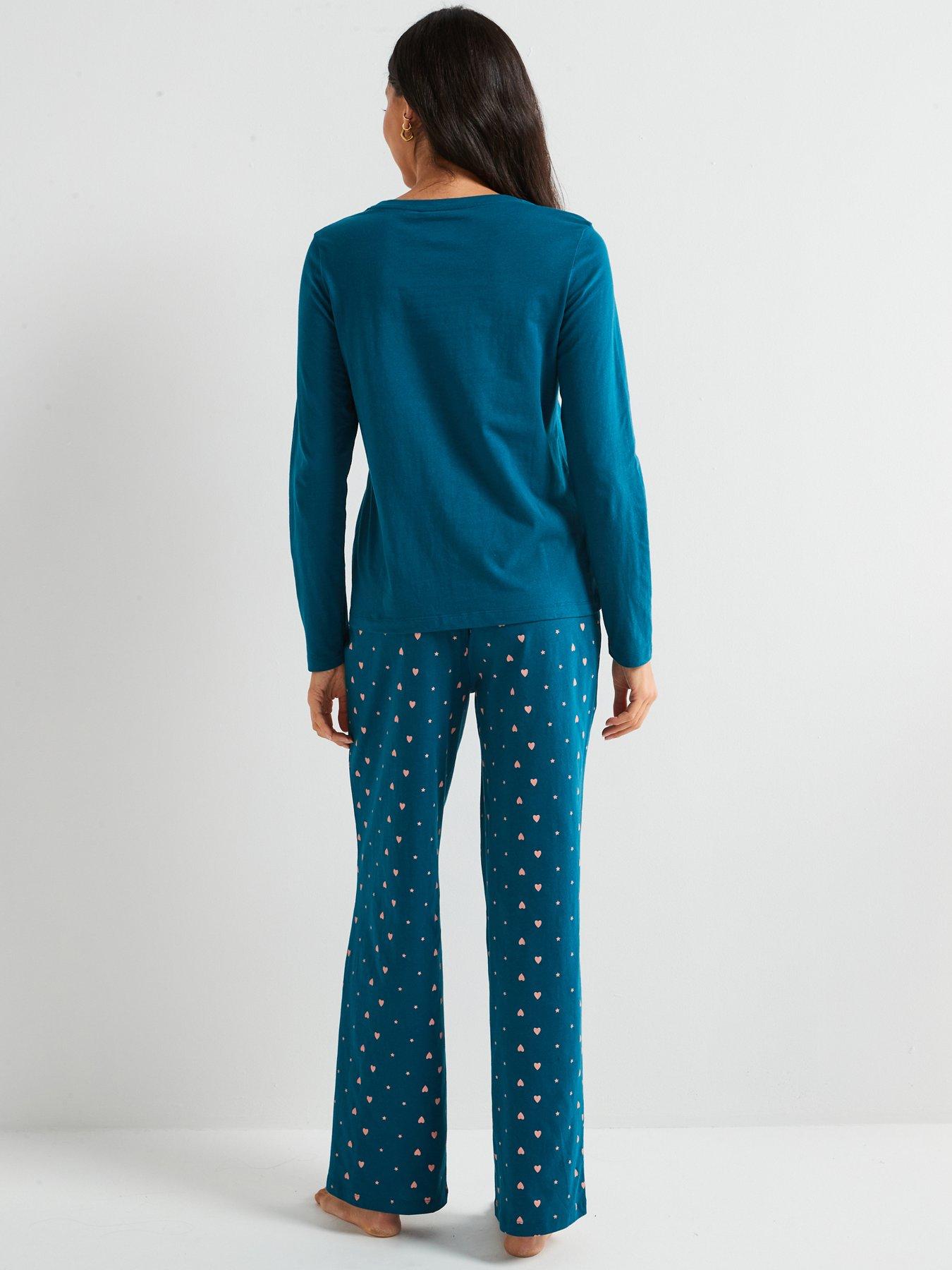 everyday-long-sleeve-henley-and-heart-print-wide-leg-pj-setstillFront