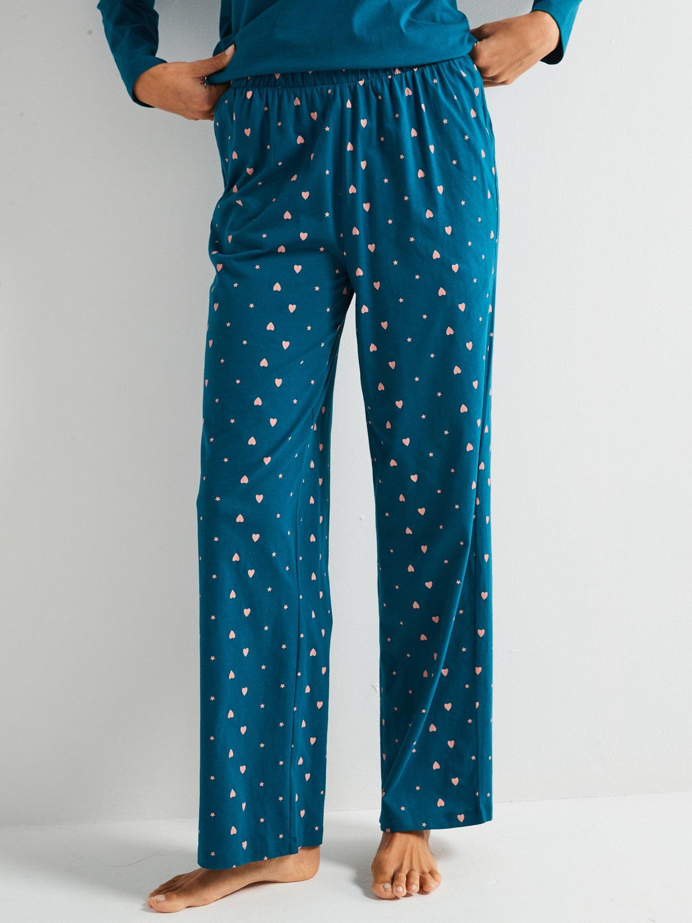 everyday-long-sleeve-henley-and-heart-print-wide-leg-pj-setoutfit