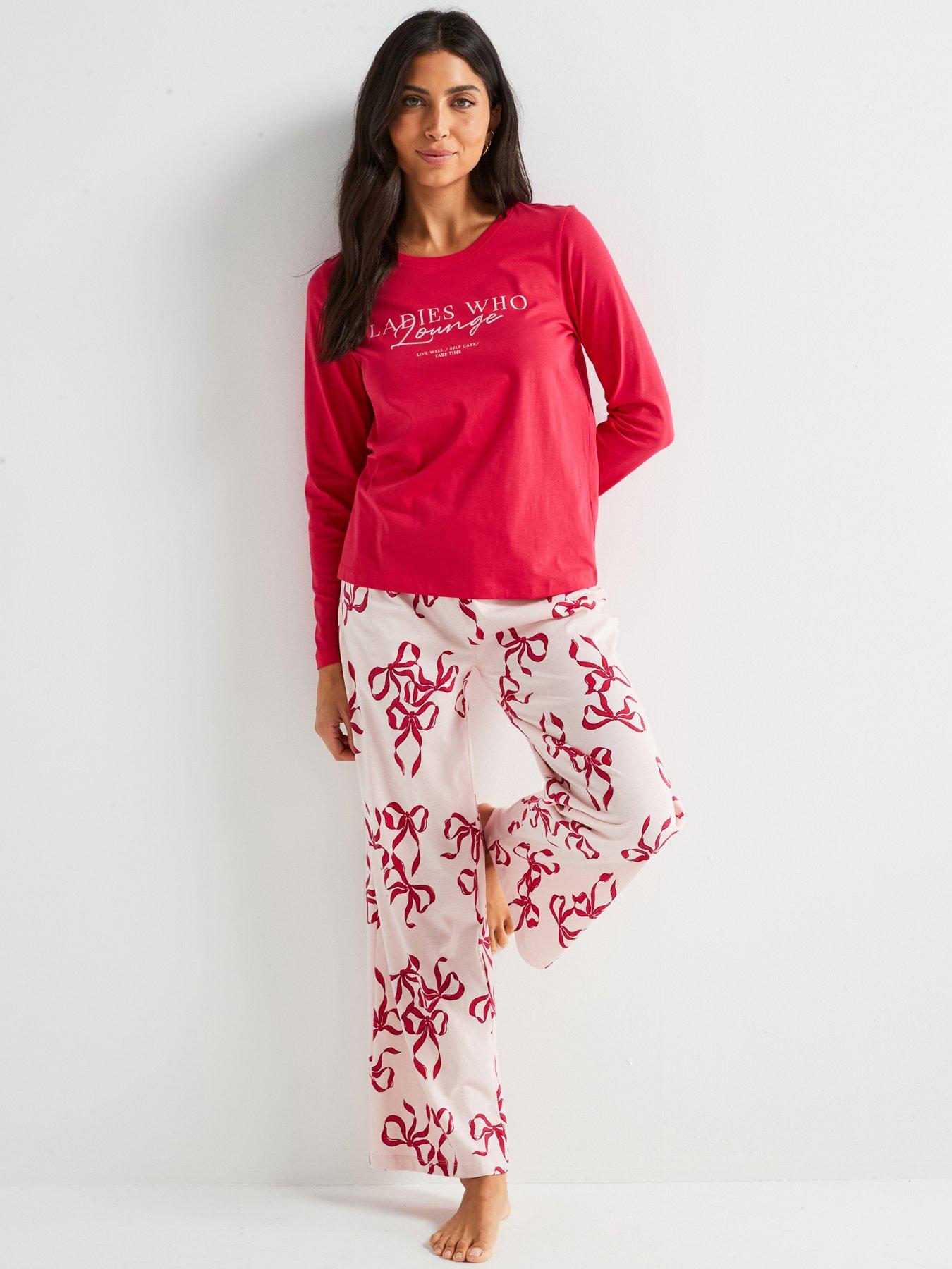 everyday-long-sleeve-top-and-ribbon-print-wide-leg-pj-set