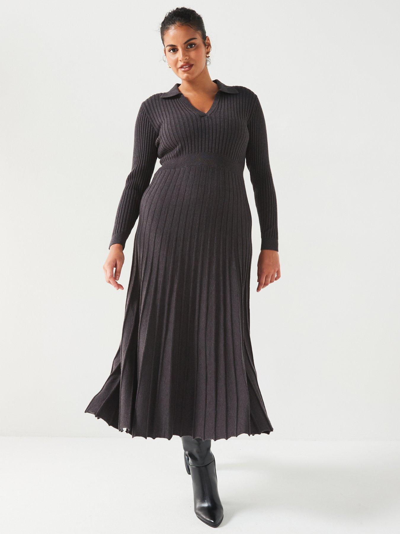 v-by-very-curve-knitted-flared-midi-dress-black