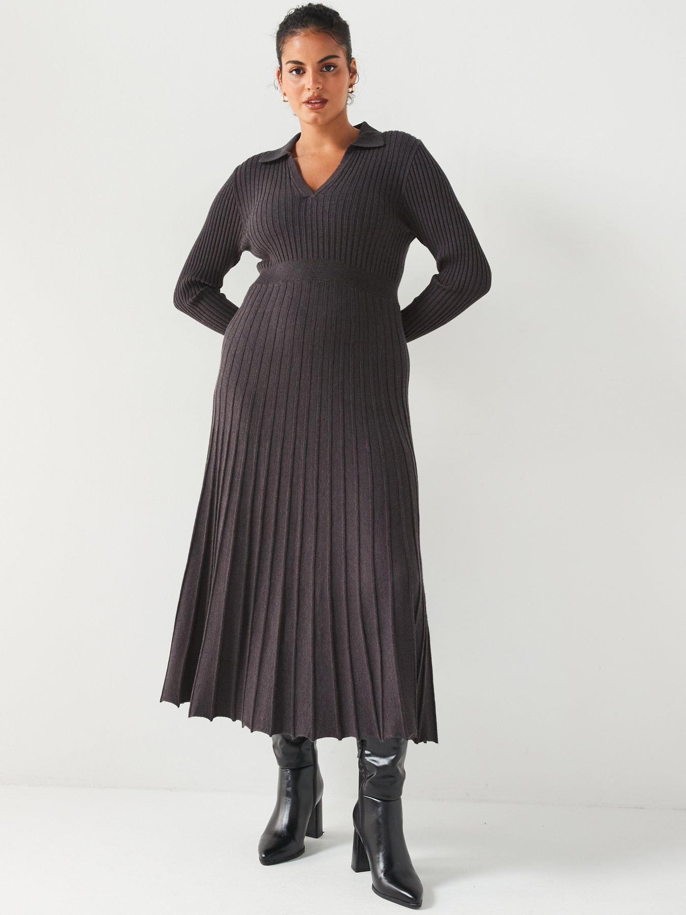 v-by-very-curve-knitted-flared-midi-dress-blackback