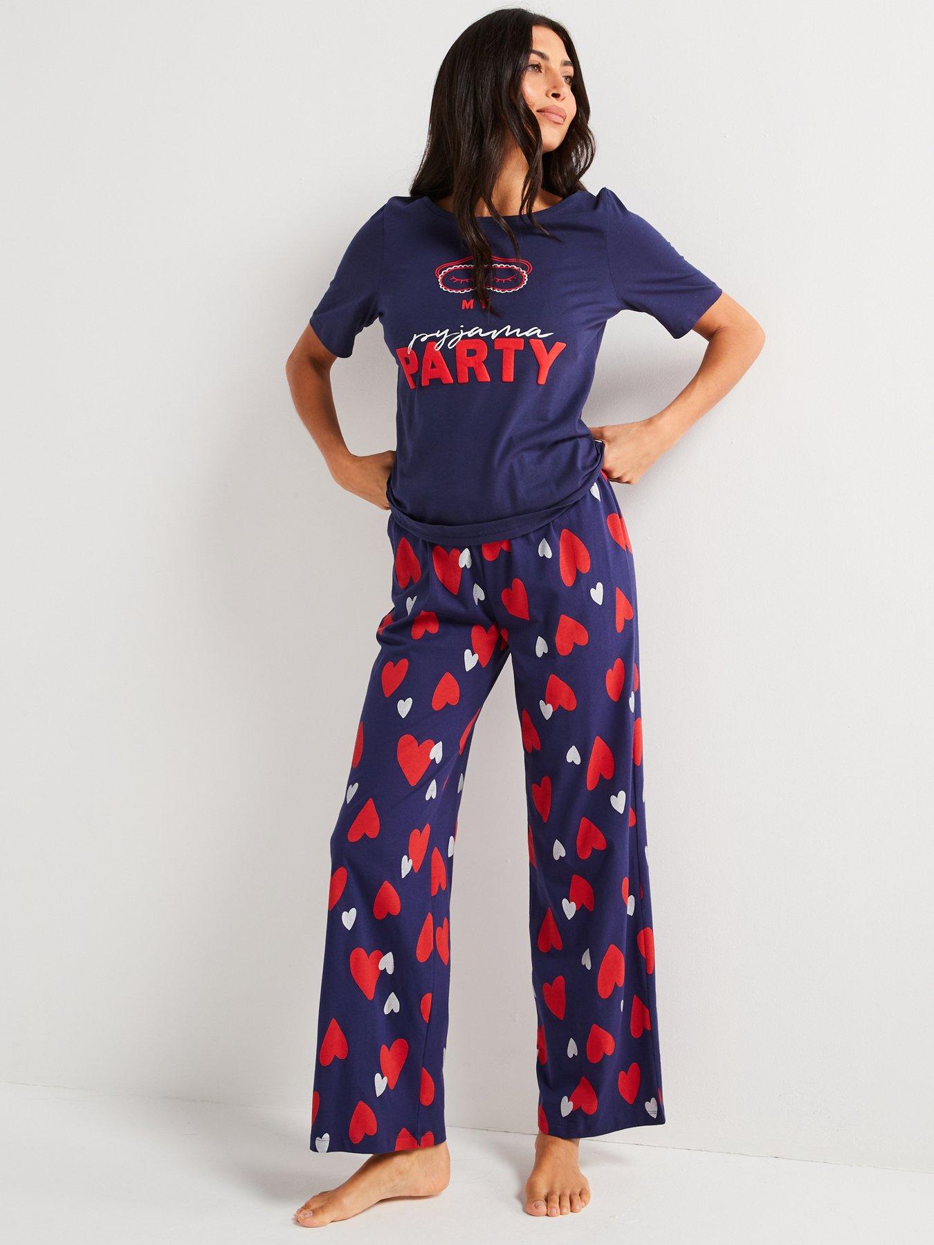 everyday-party-print-short-sleeve-top-and-wide-leg-pj-setfront