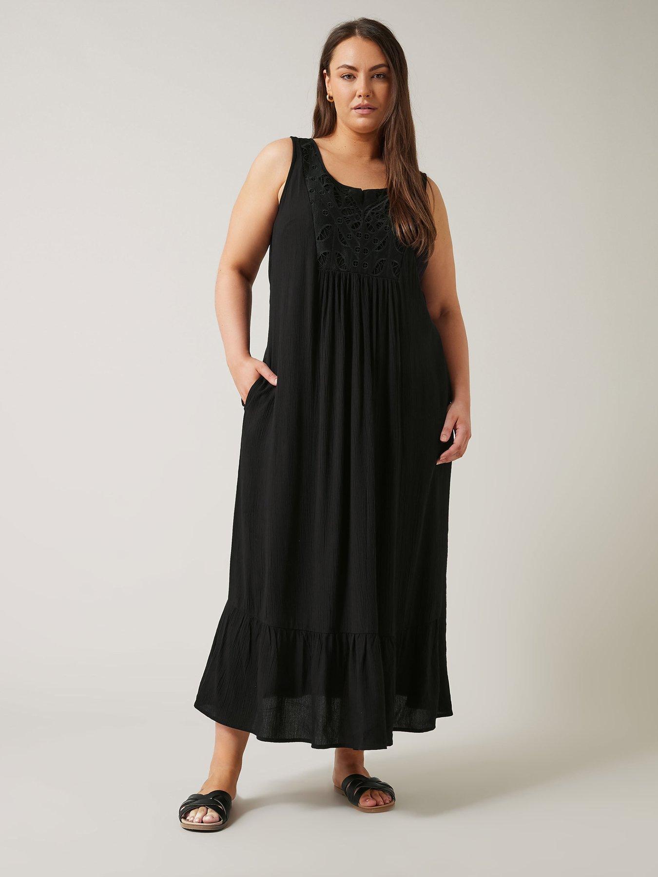 evans-broidery-panel-maxi-dress-black