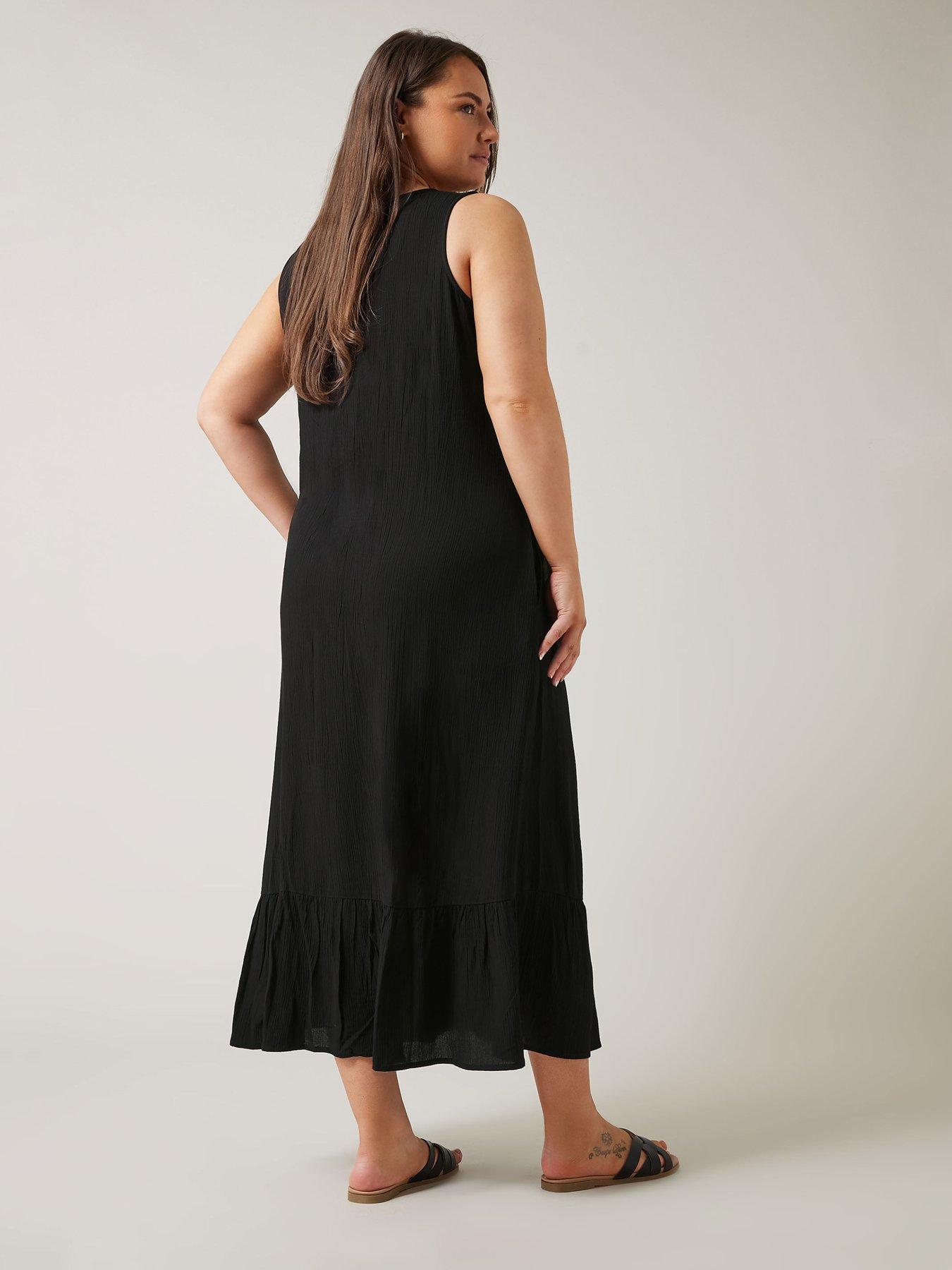 evans-broidery-panel-maxi-dress-blackstillFront