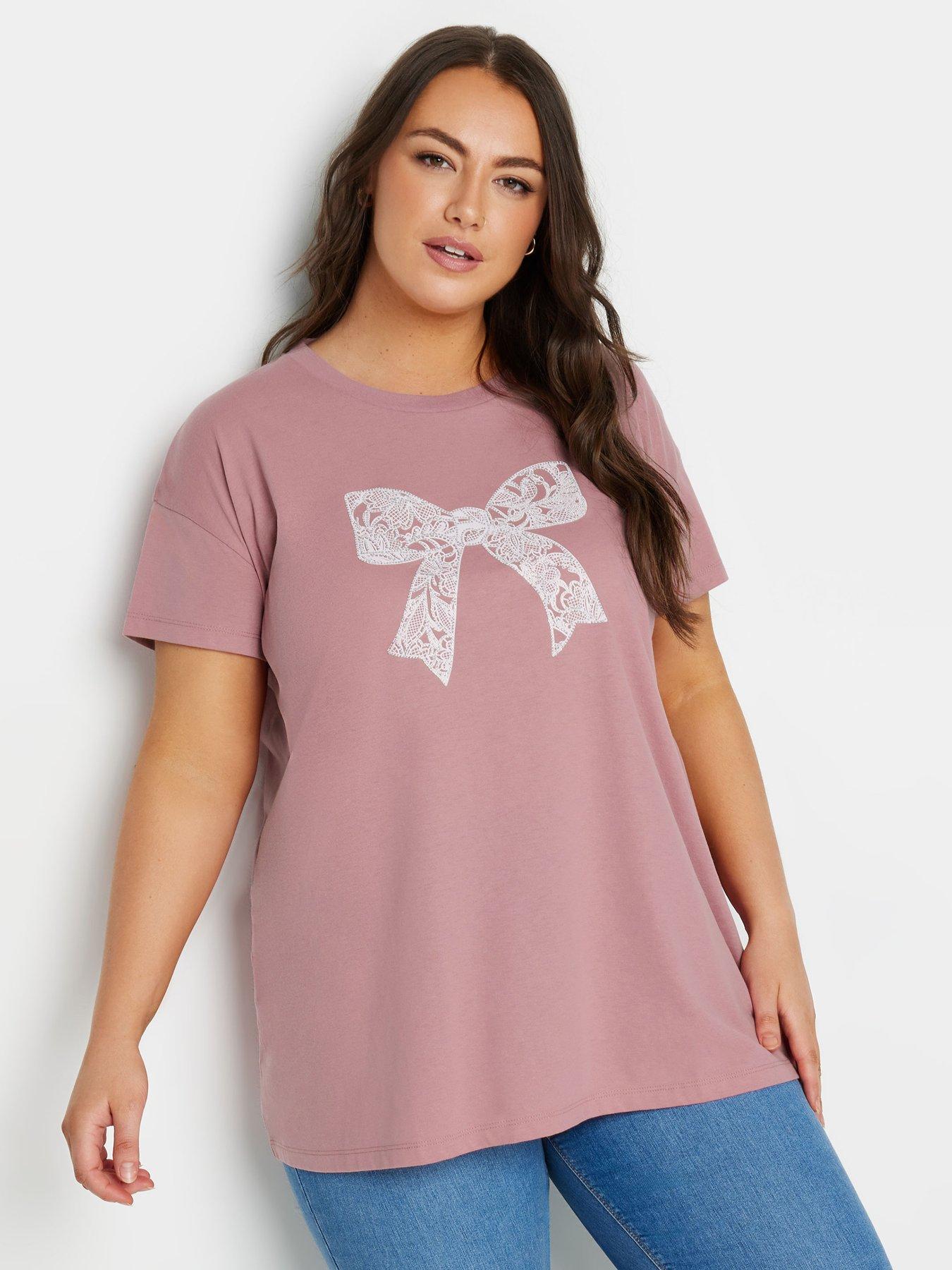 yours-curve-placement-print-t-shirt-pink